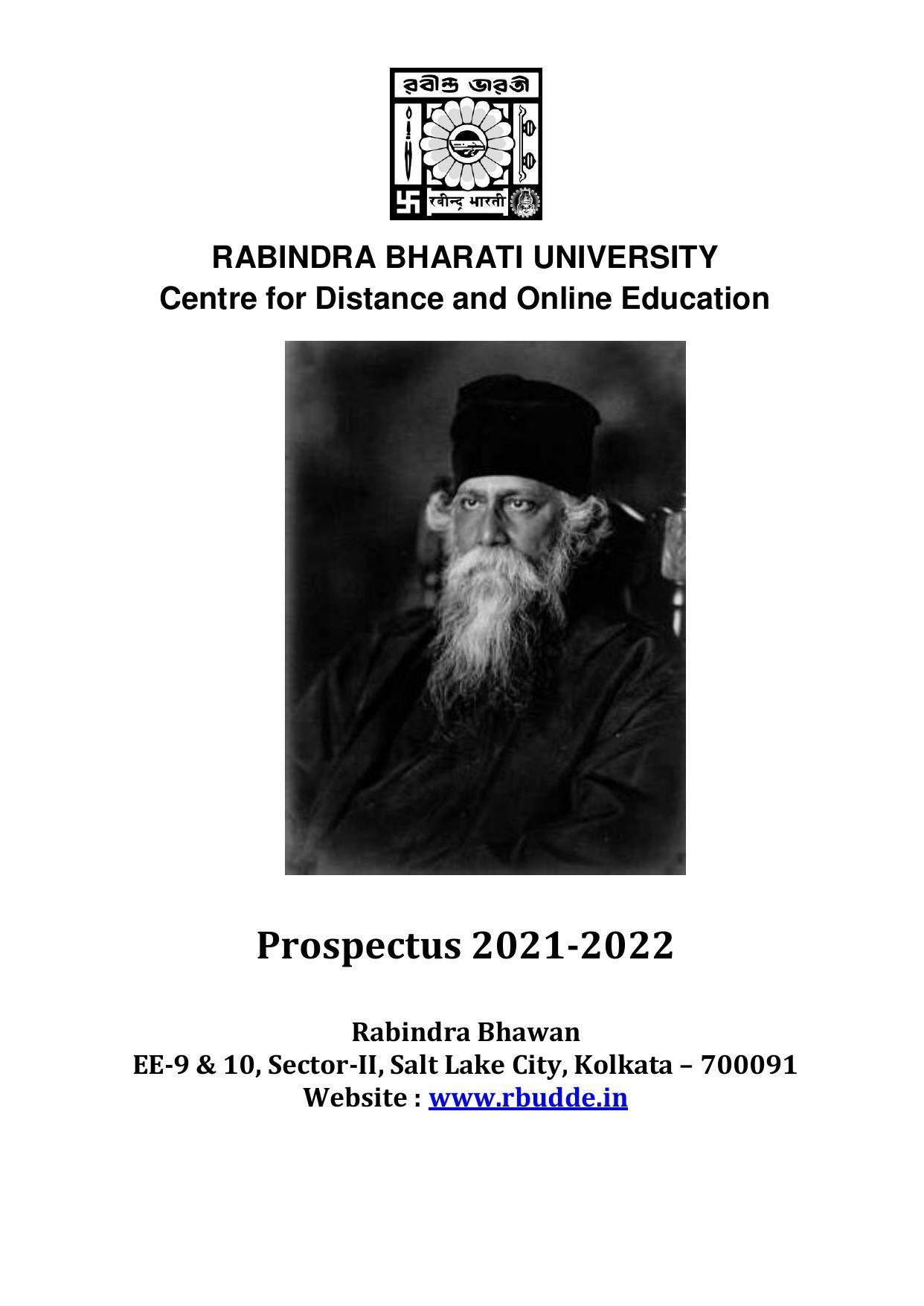 Rabindra Bharati University, Kolkata Prospectus 2021-22 - Page 1