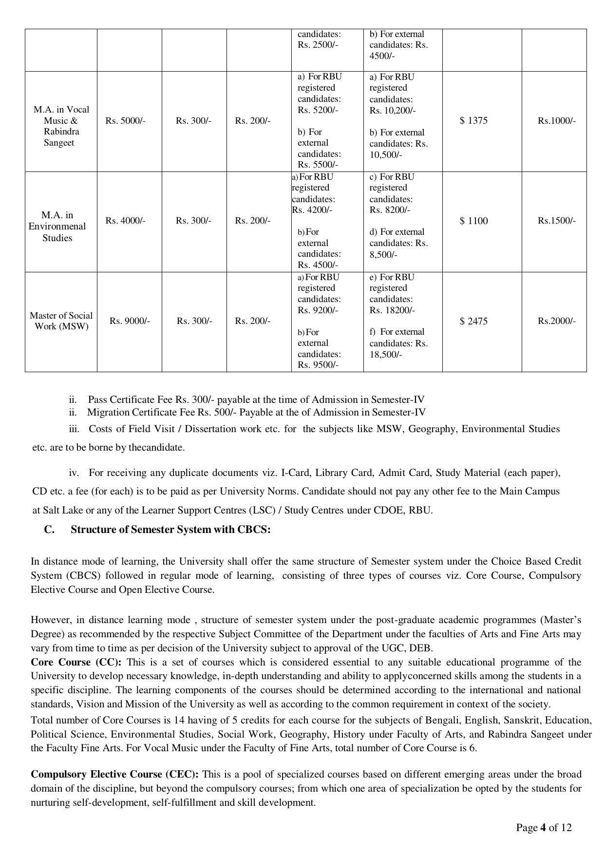 Rabindra Bharati University, Kolkata Prospectus 2021-22 - Page 4