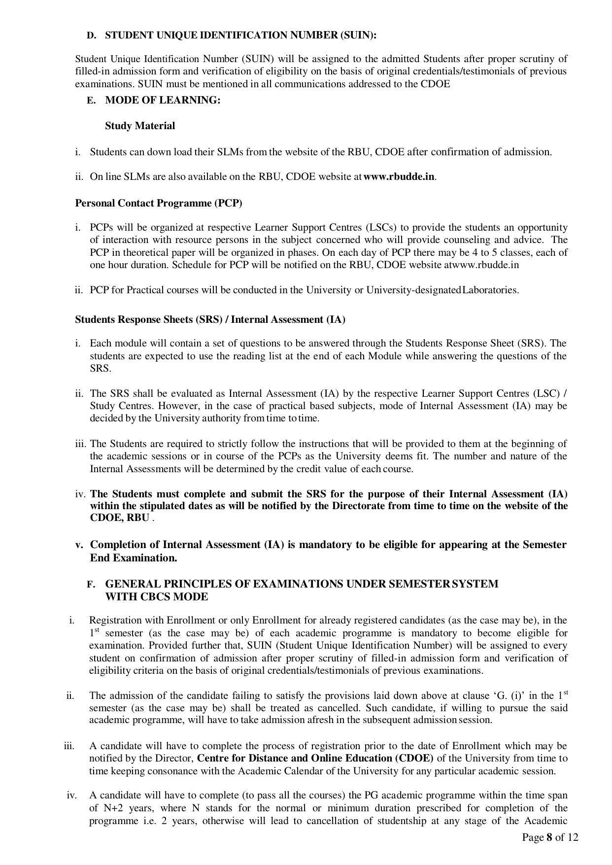 Rabindra Bharati University, Kolkata Prospectus 2021-22 - Page 8