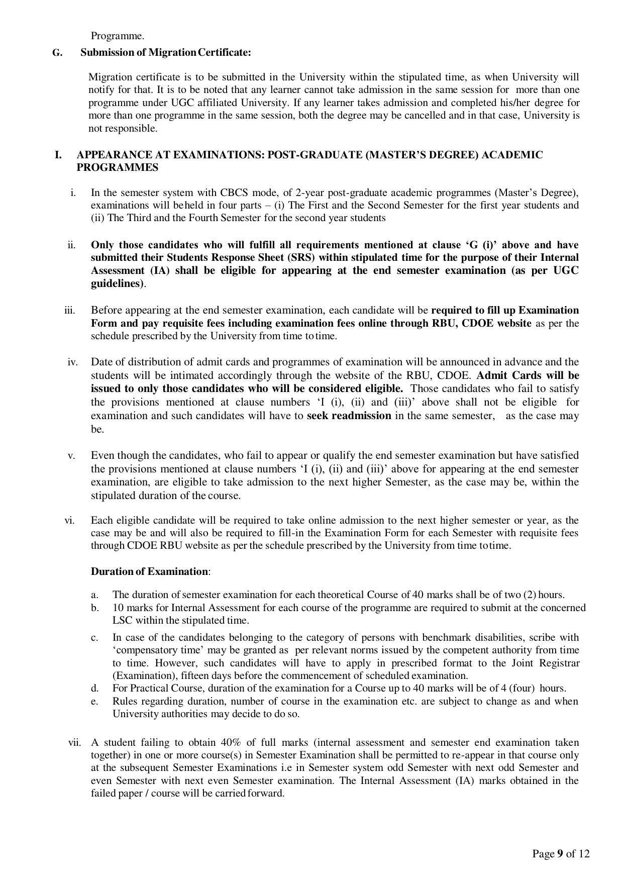 Rabindra Bharati University, Kolkata Prospectus 2021-22 - Page 9