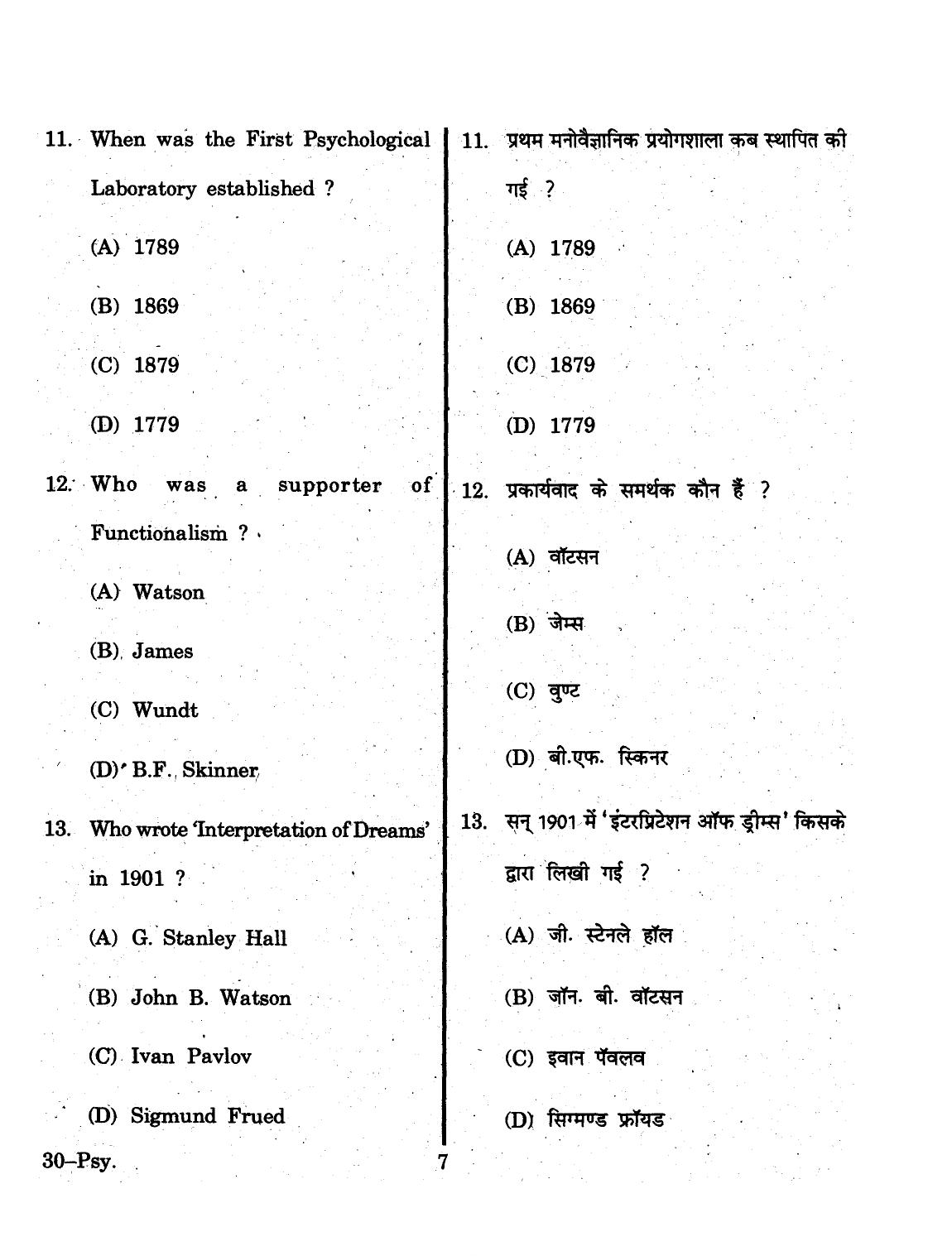 URATPG 2015 Psychology Question Paper - Page 7