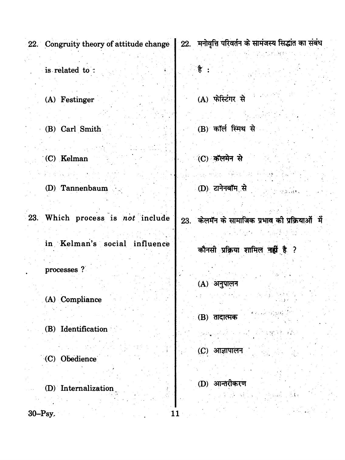 URATPG 2015 Psychology Question Paper - Page 11