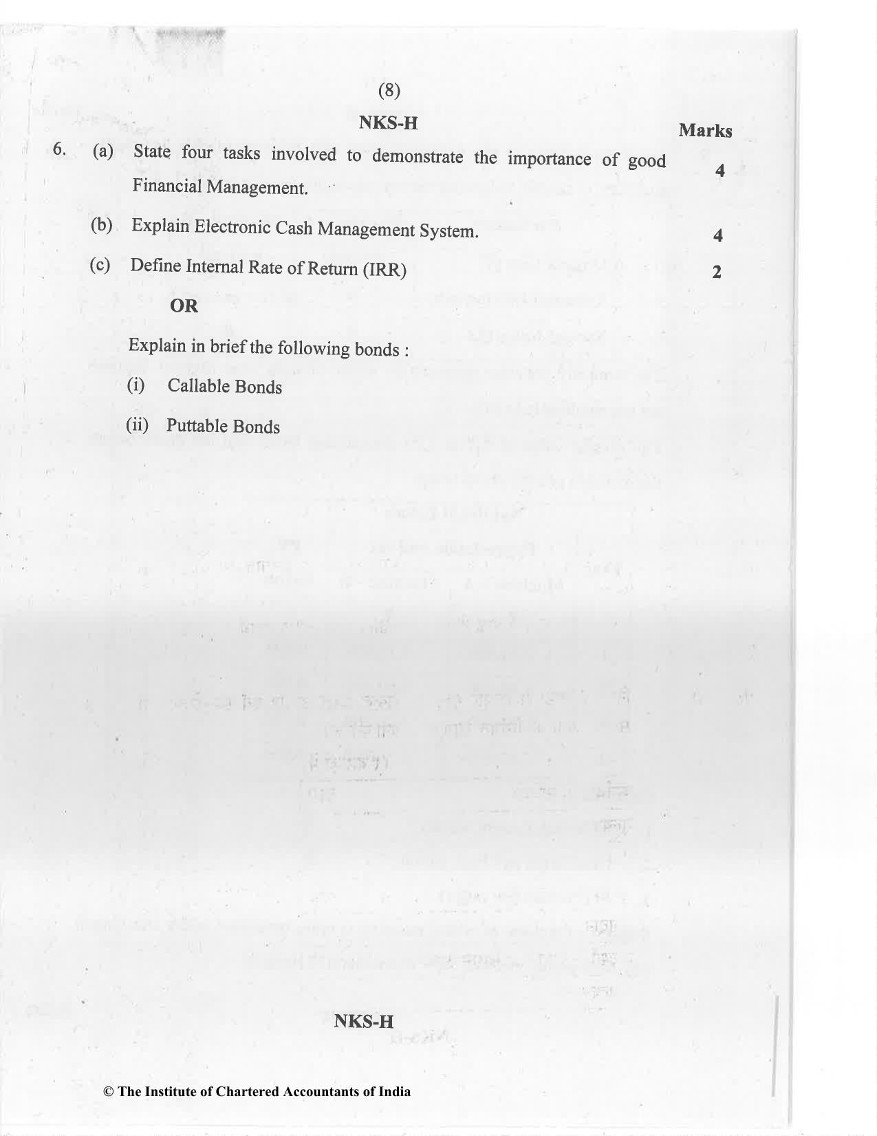 CA Inter Jan 2021 Question Paper - Paper 8 – Financial Management & Economics for Finance - Page 8