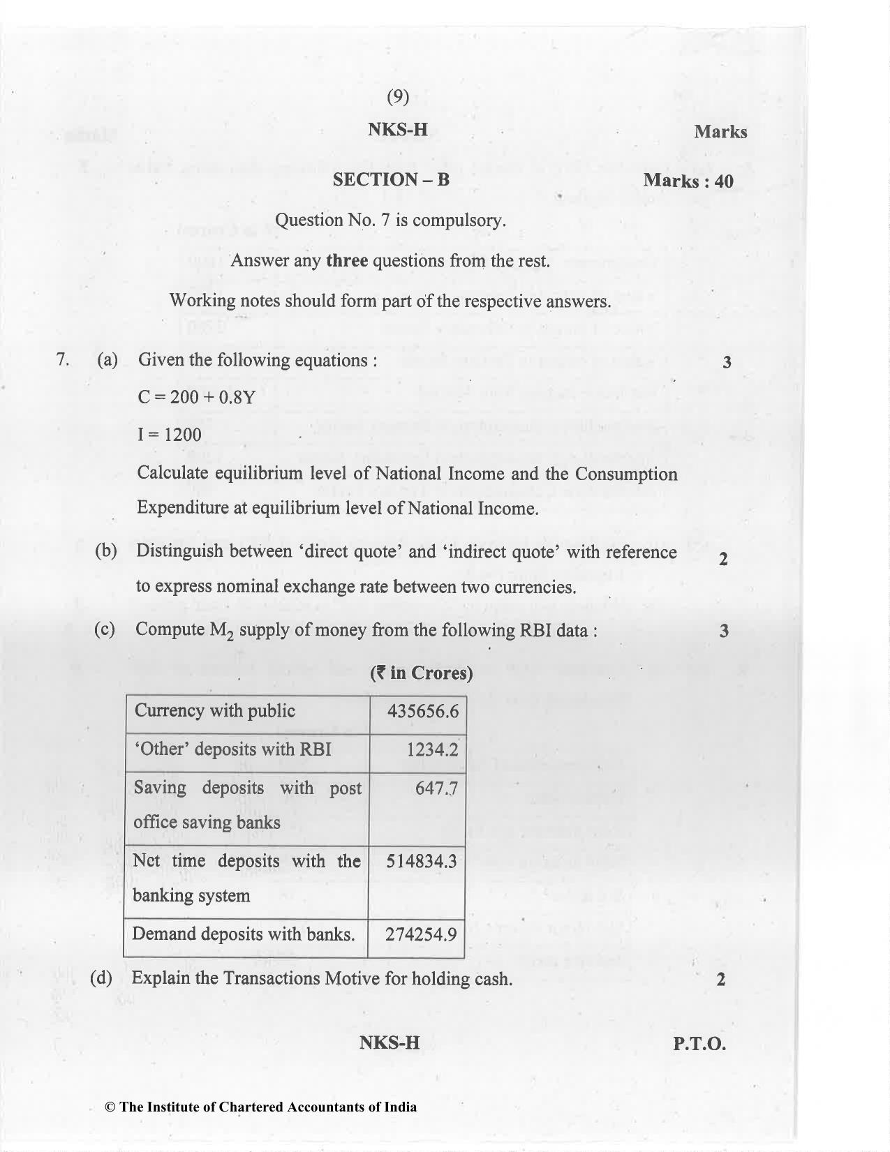 CA Inter Jan 2021 Question Paper - Paper 8 – Financial Management & Economics for Finance - Page 9