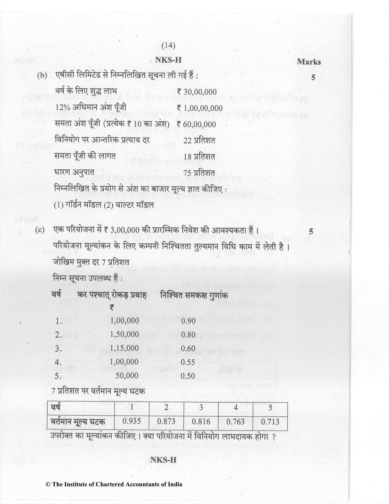 CA Inter Jan 2021 Question Paper - Paper 8 – Financial Management & Economics for Finance - Page 14