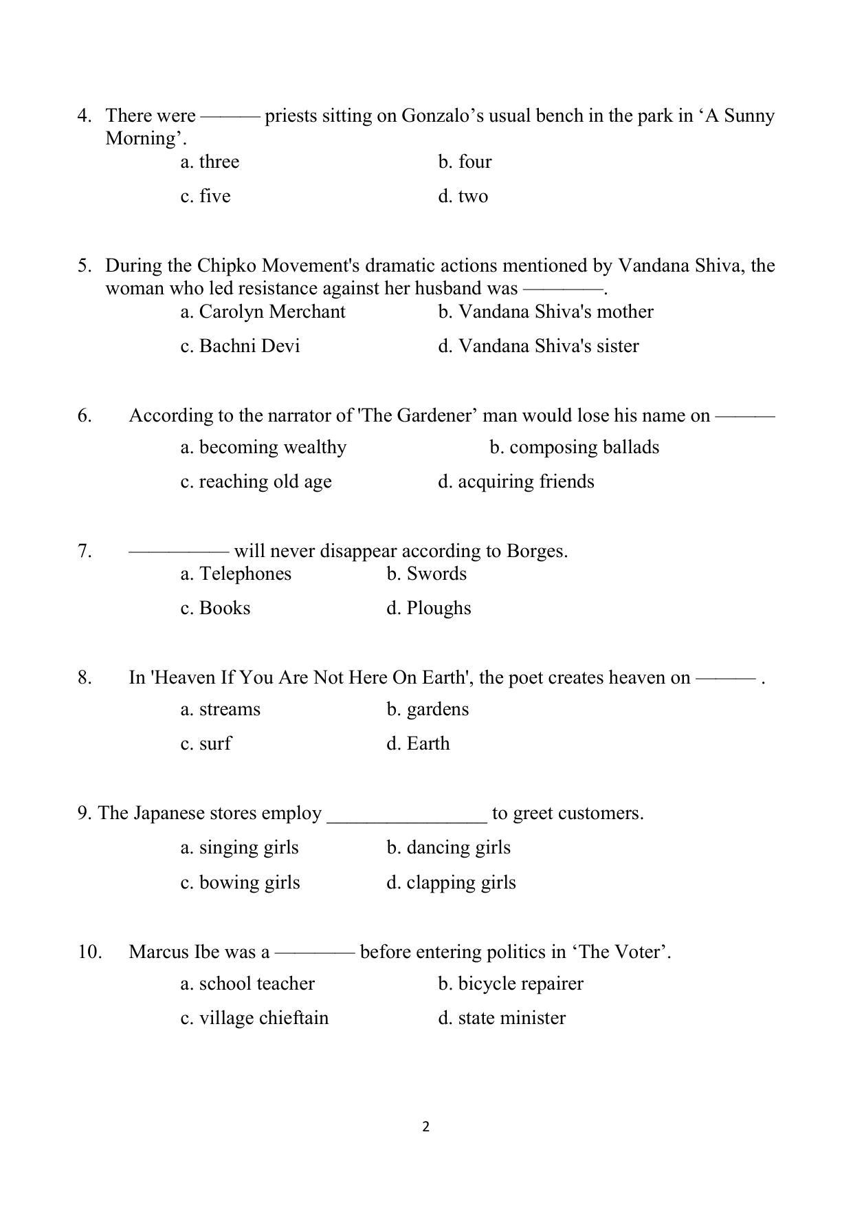 Karnataka II PUC English Model Question Paper 2023 - Page 6