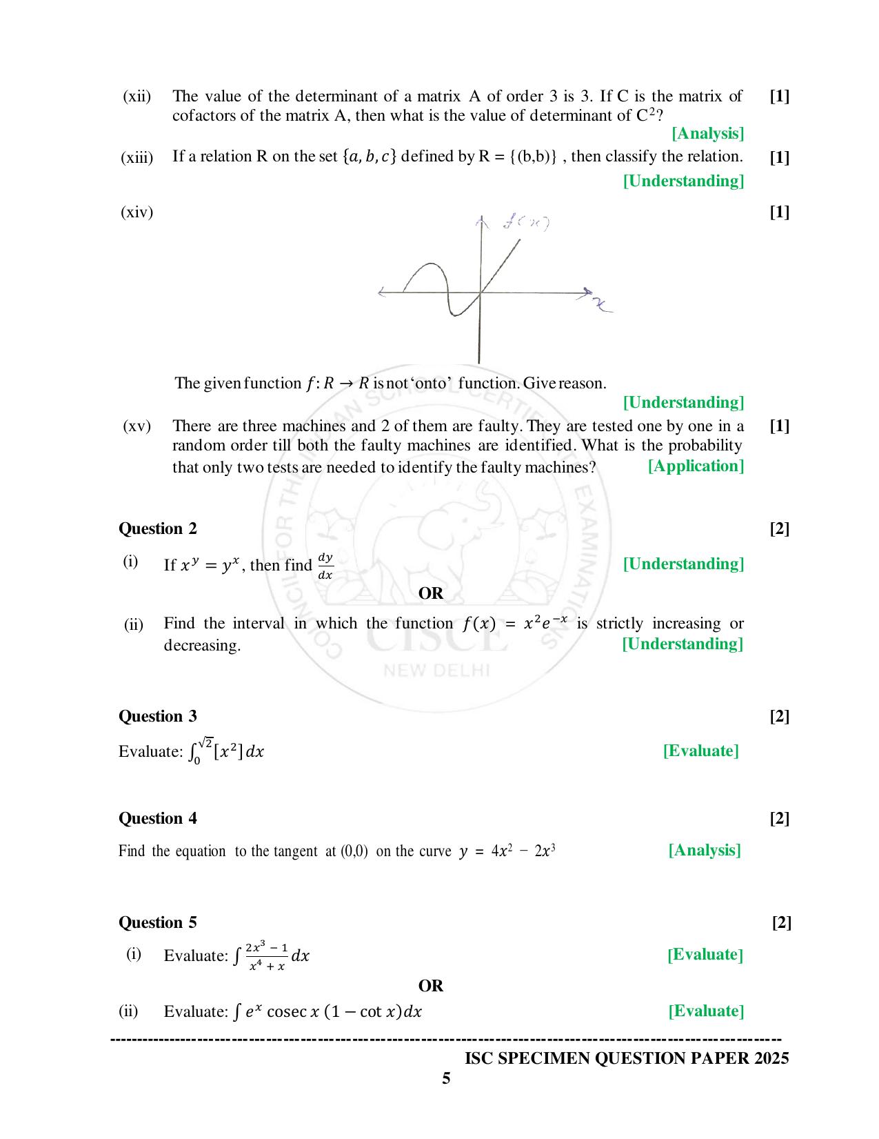 ISC Class 12 2025 MATHEMATICS (SQP & AK) Specimen Paper - Page 5