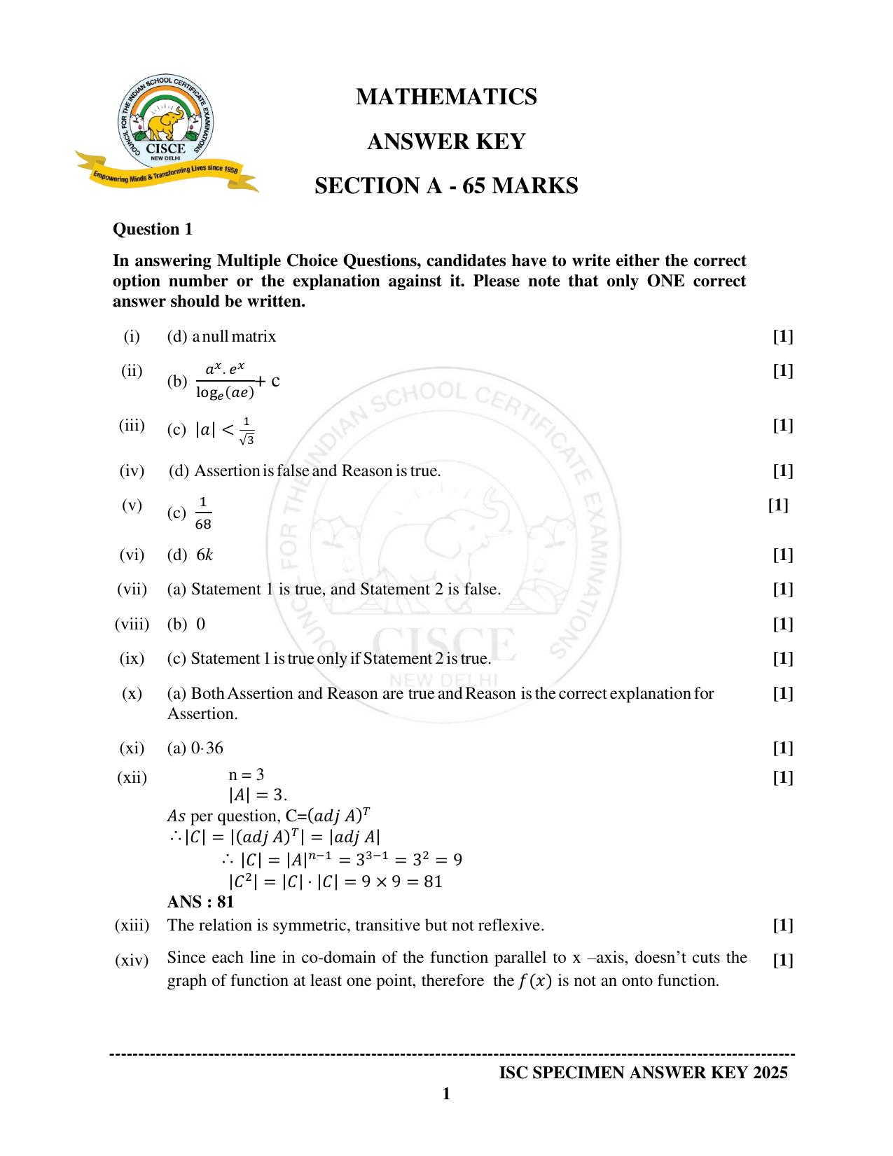 ISC Class 12 2025 MATHEMATICS (SQP & AK) Specimen Paper - Page 13