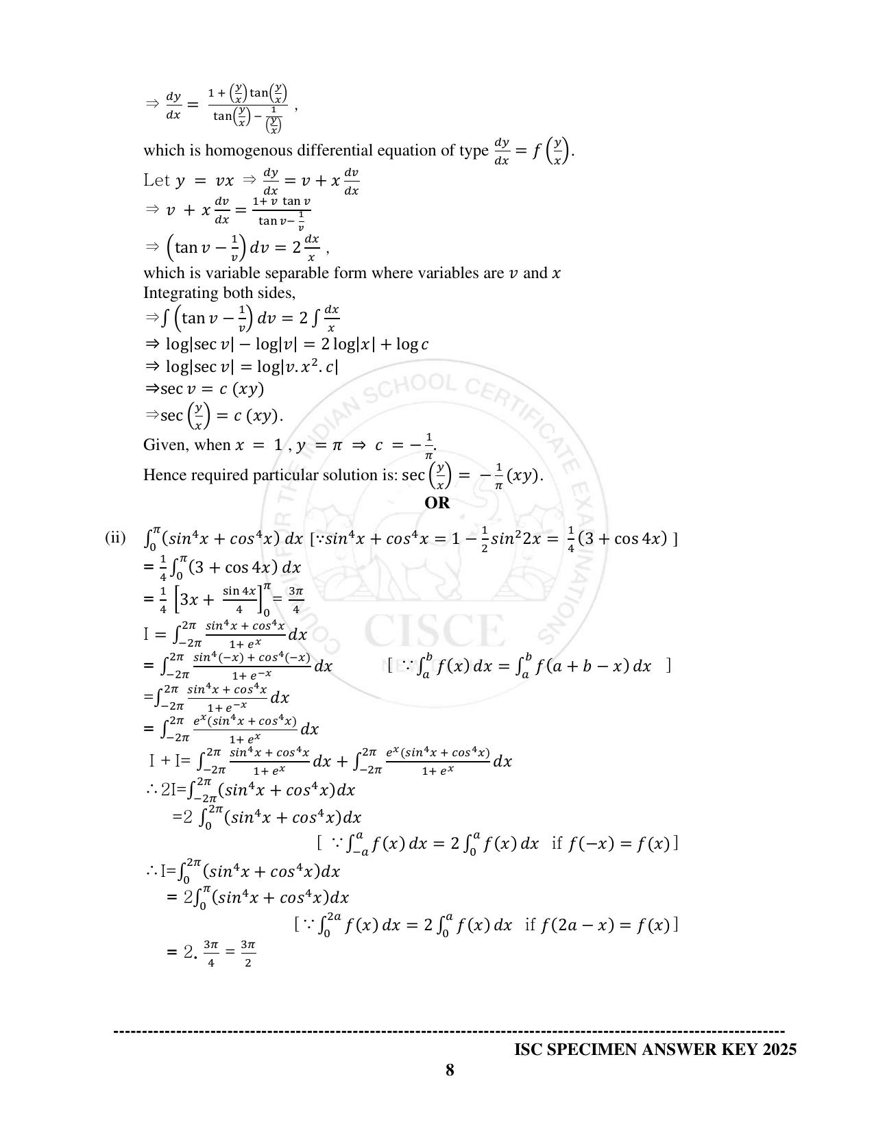 ISC Class 12 2025 MATHEMATICS (SQP & AK) Specimen Paper - Page 20