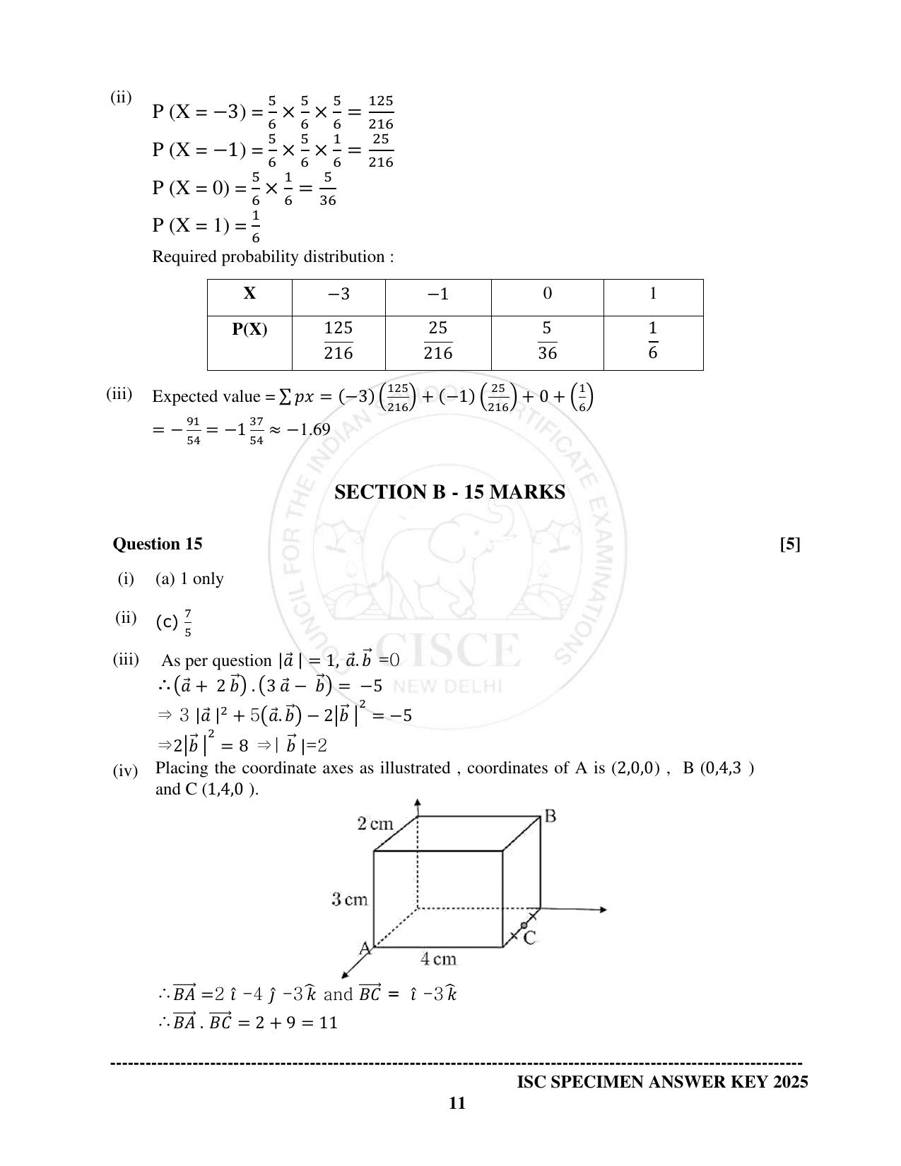 ISC Class 12 2025 MATHEMATICS (SQP & AK) Specimen Paper - Page 23