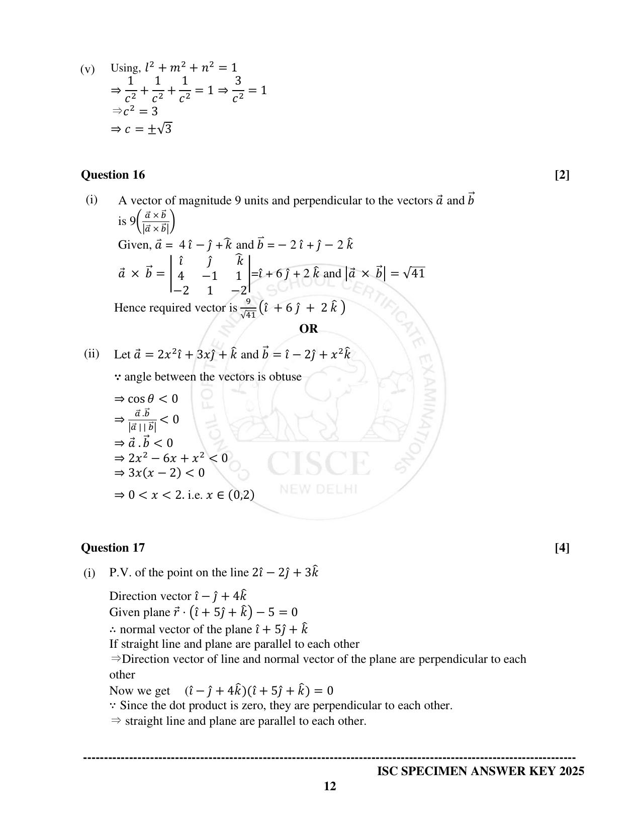 ISC Class 12 2025 MATHEMATICS (SQP & AK) Specimen Paper - Page 24
