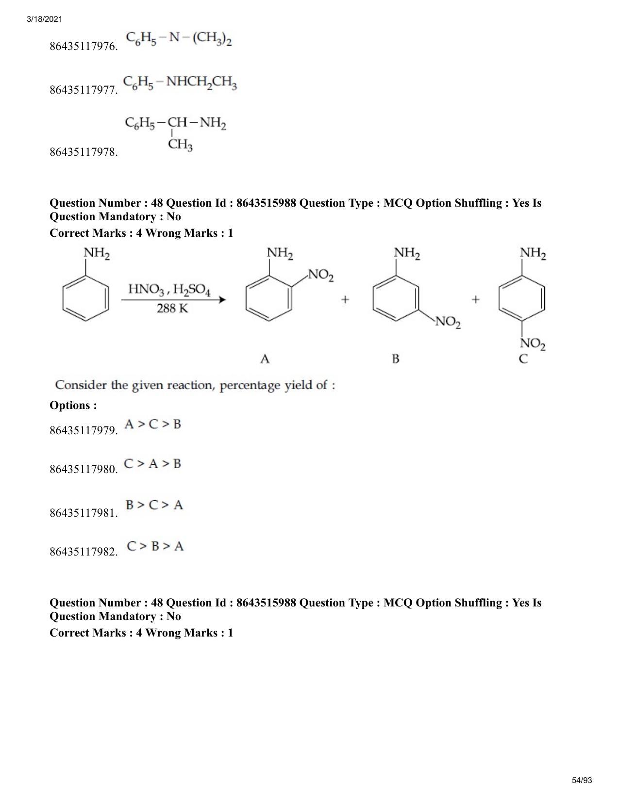 JEE Mains 2021: BTech EG (Shift 2) 18-03-2021 Question Paper - Page 54