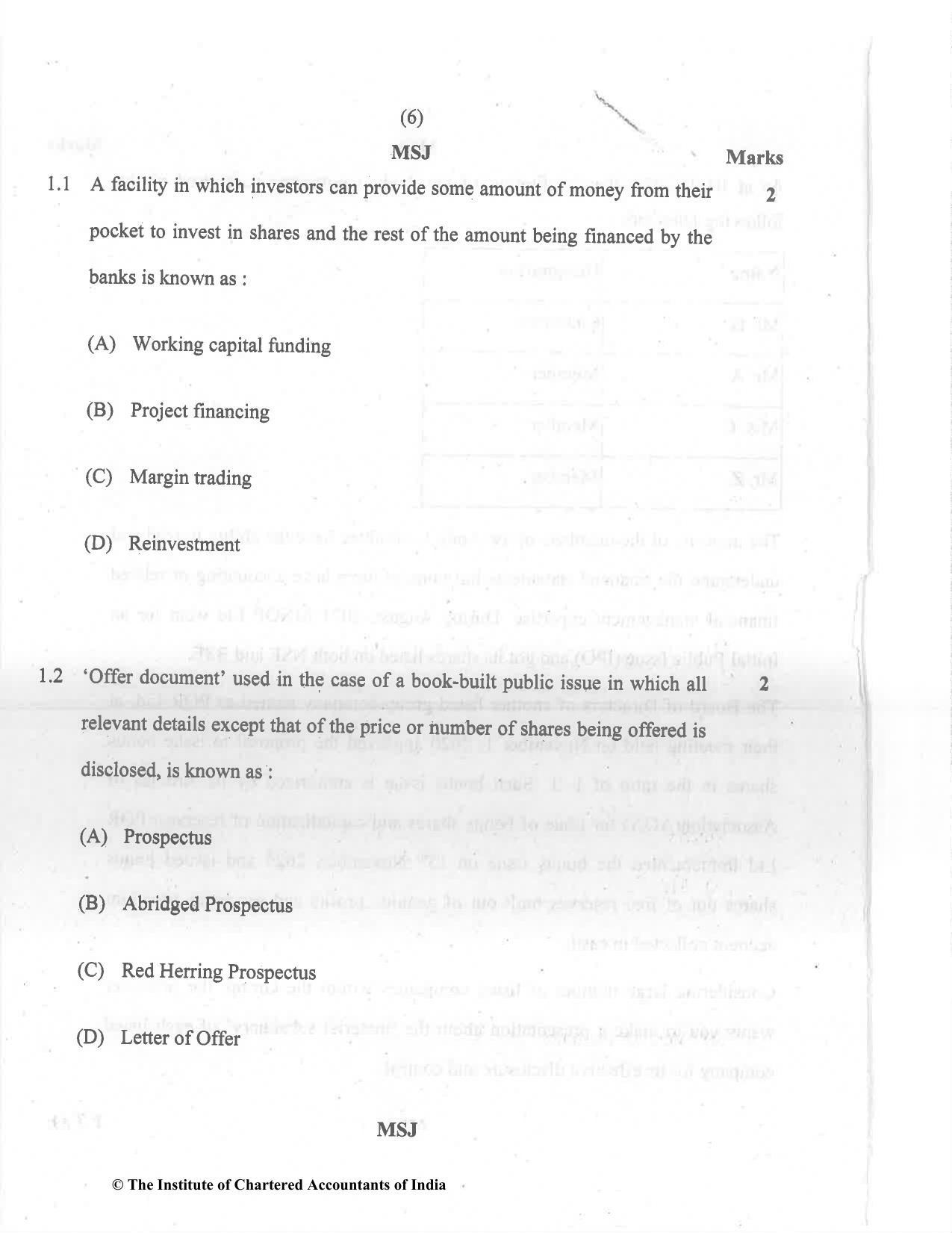 CA Final Dec 2021 Question Paper - Paper 6B – Financial Services and Capital Markets - Page 6