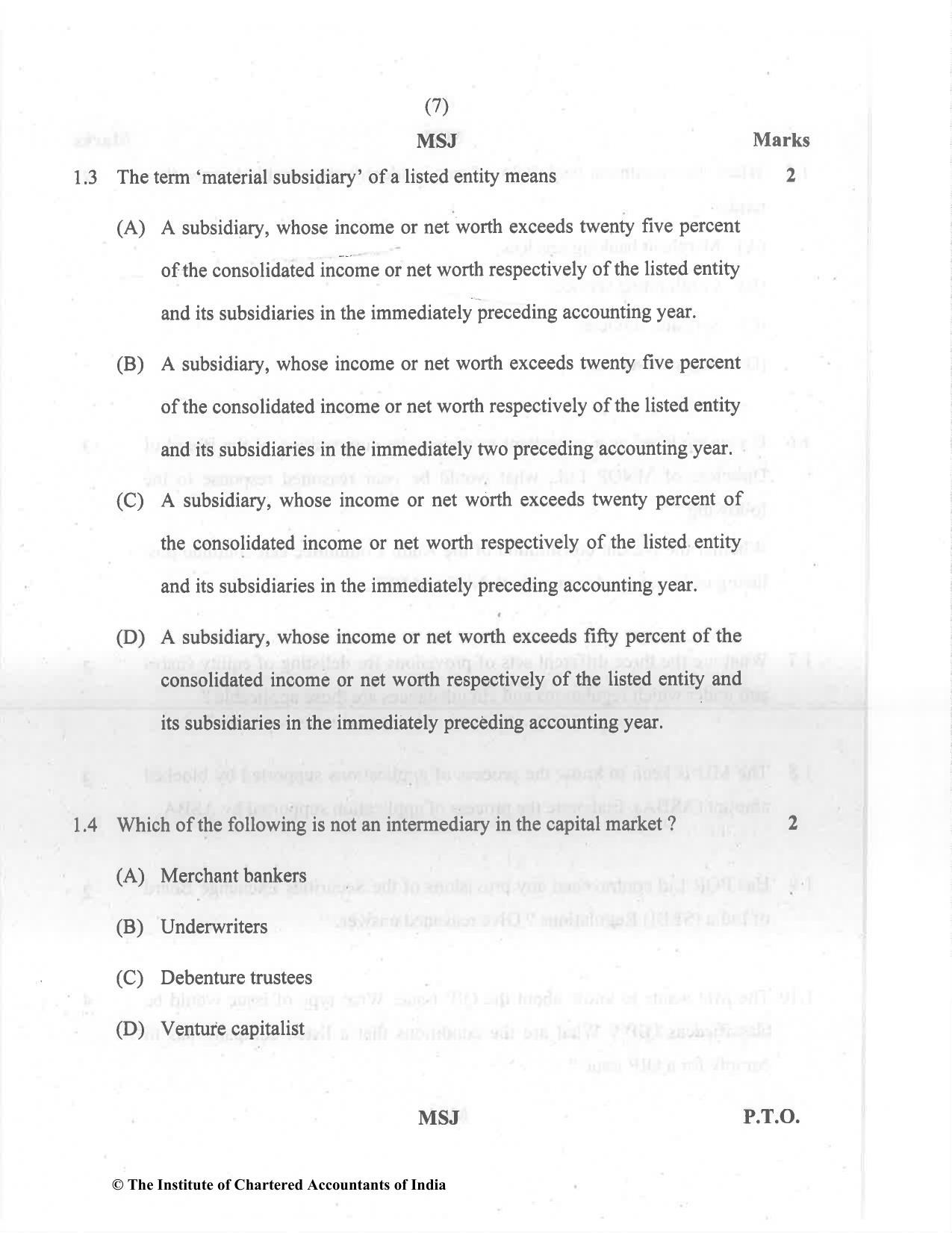 CA Final Dec 2021 Question Paper - Paper 6B – Financial Services and Capital Markets - Page 7