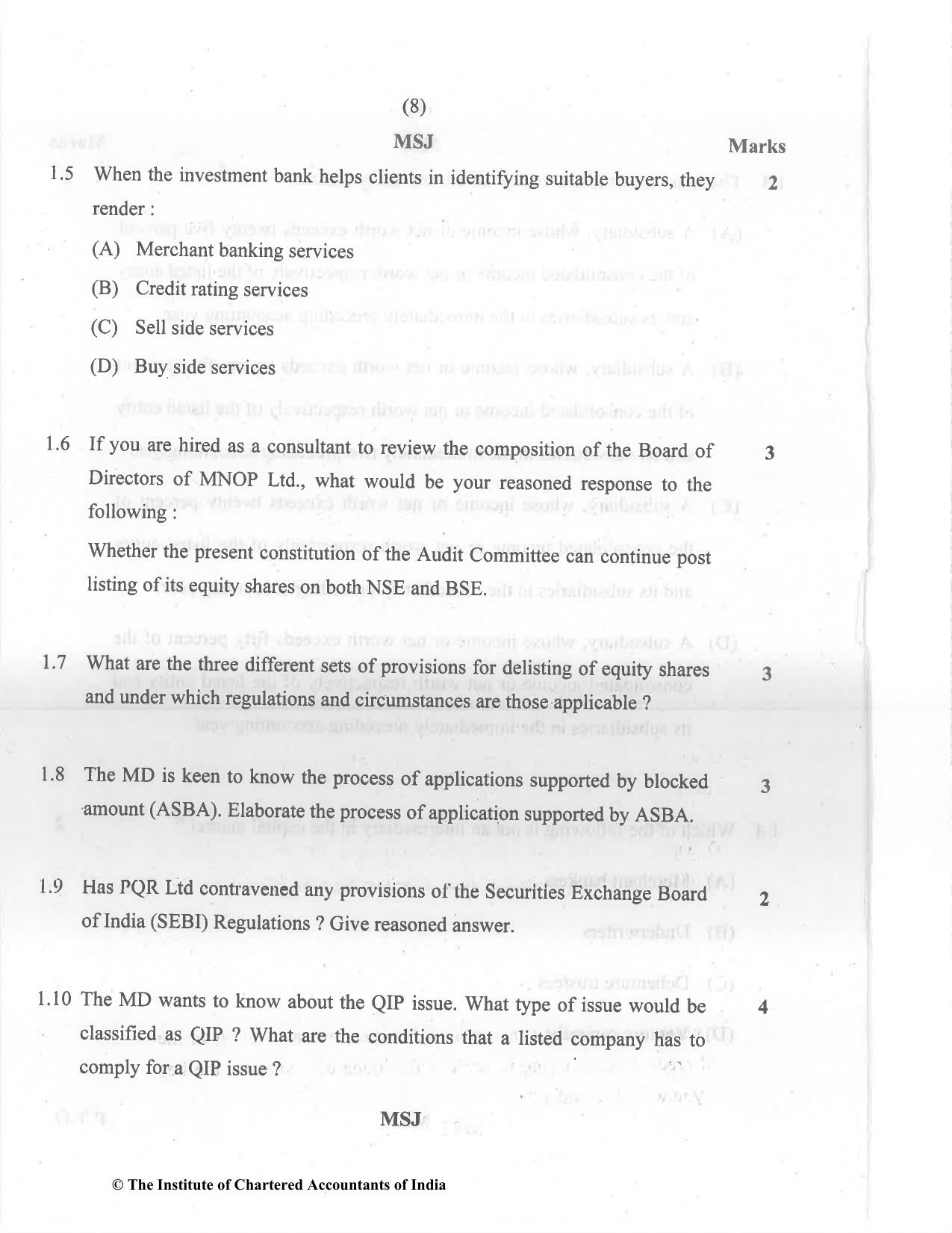 CA Final Dec 2021 Question Paper - Paper 6B – Financial Services and Capital Markets - Page 8