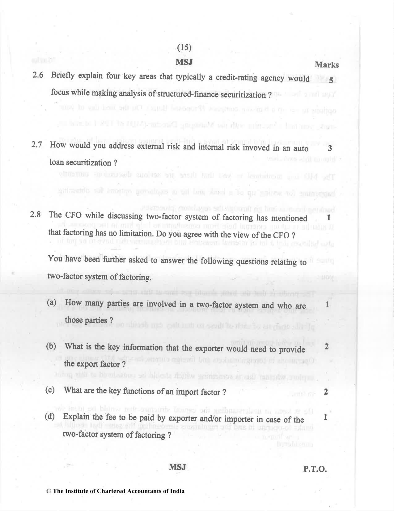 CA Final Dec 2021 Question Paper - Paper 6B – Financial Services and Capital Markets - Page 15