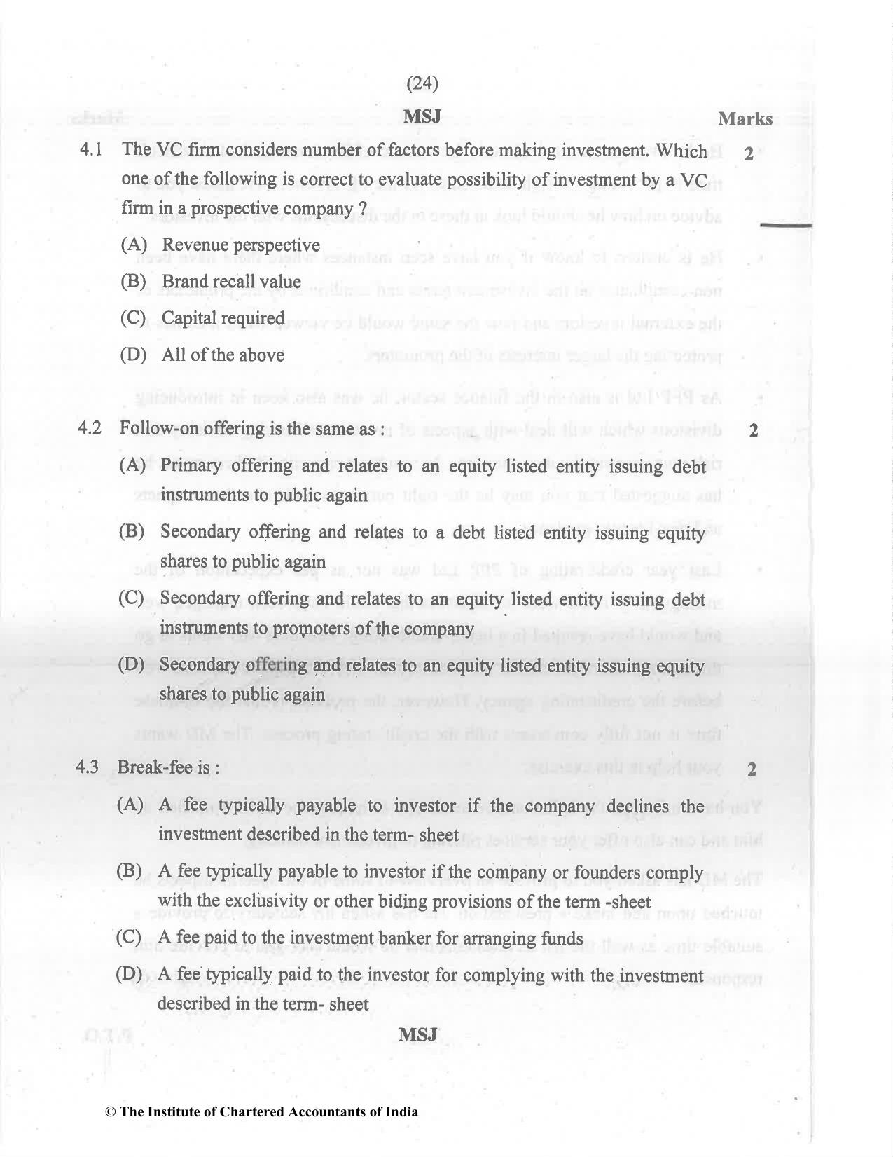 CA Final Dec 2021 Question Paper - Paper 6B – Financial Services and Capital Markets - Page 24