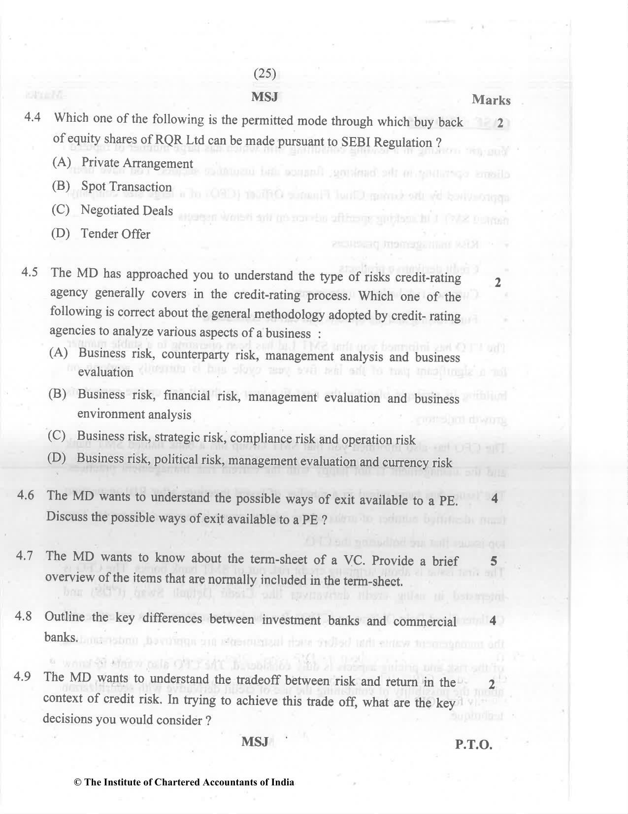 CA Final Dec 2021 Question Paper - Paper 6B – Financial Services and Capital Markets - Page 25