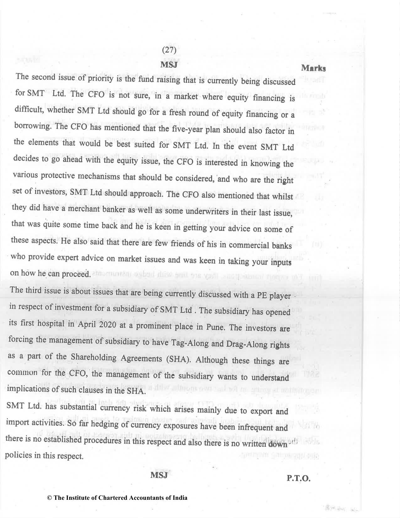 CA Final Dec 2021 Question Paper - Paper 6B – Financial Services and Capital Markets - Page 27