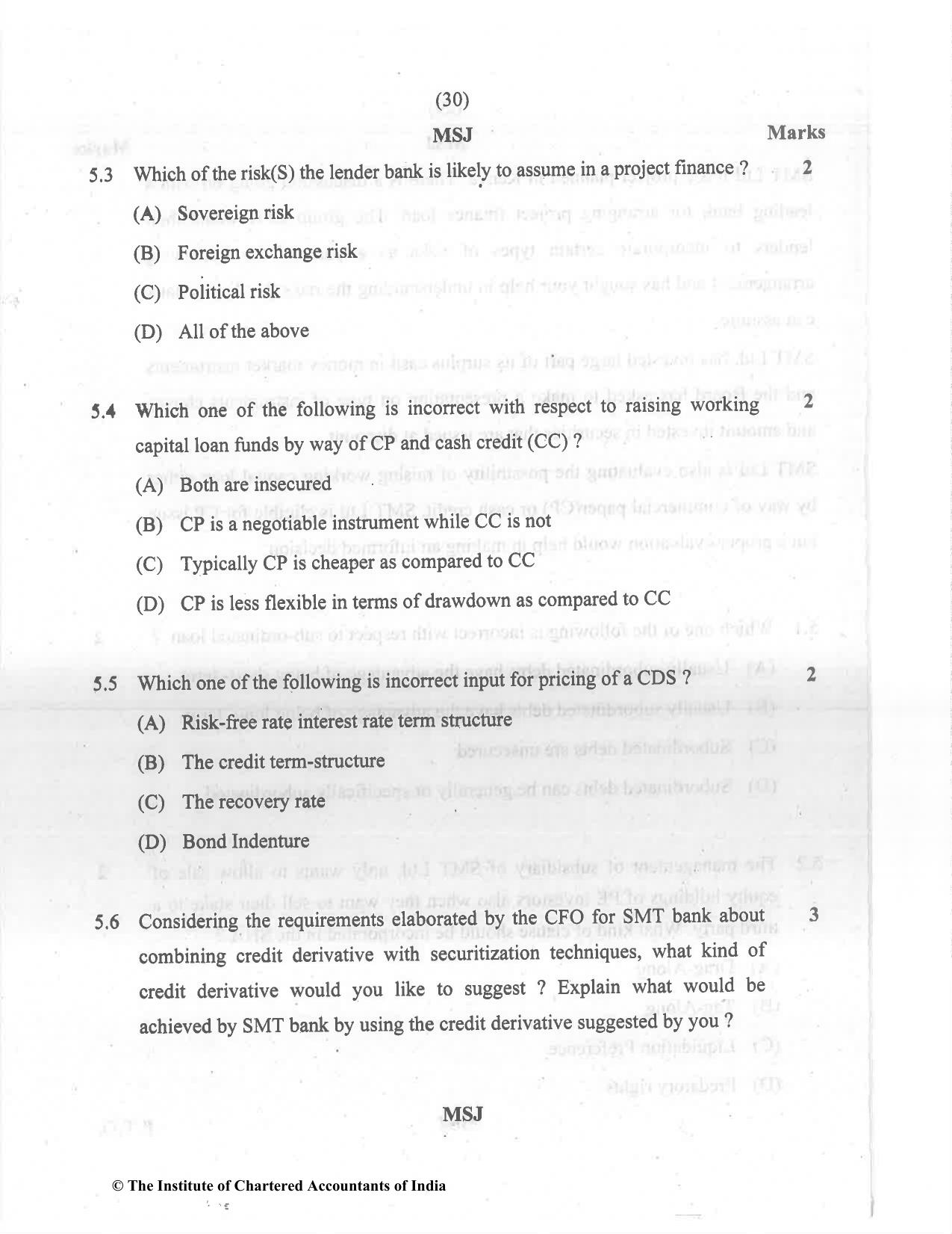 CA Final Dec 2021 Question Paper - Paper 6B – Financial Services and Capital Markets - Page 30
