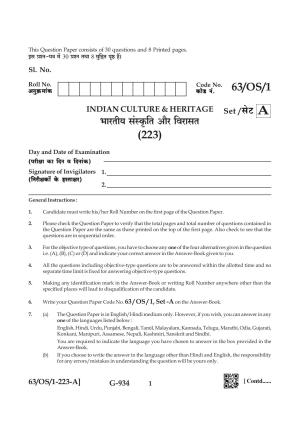 NIOS April 2022 Class 10 Indian Culture & Heritage Question Paper