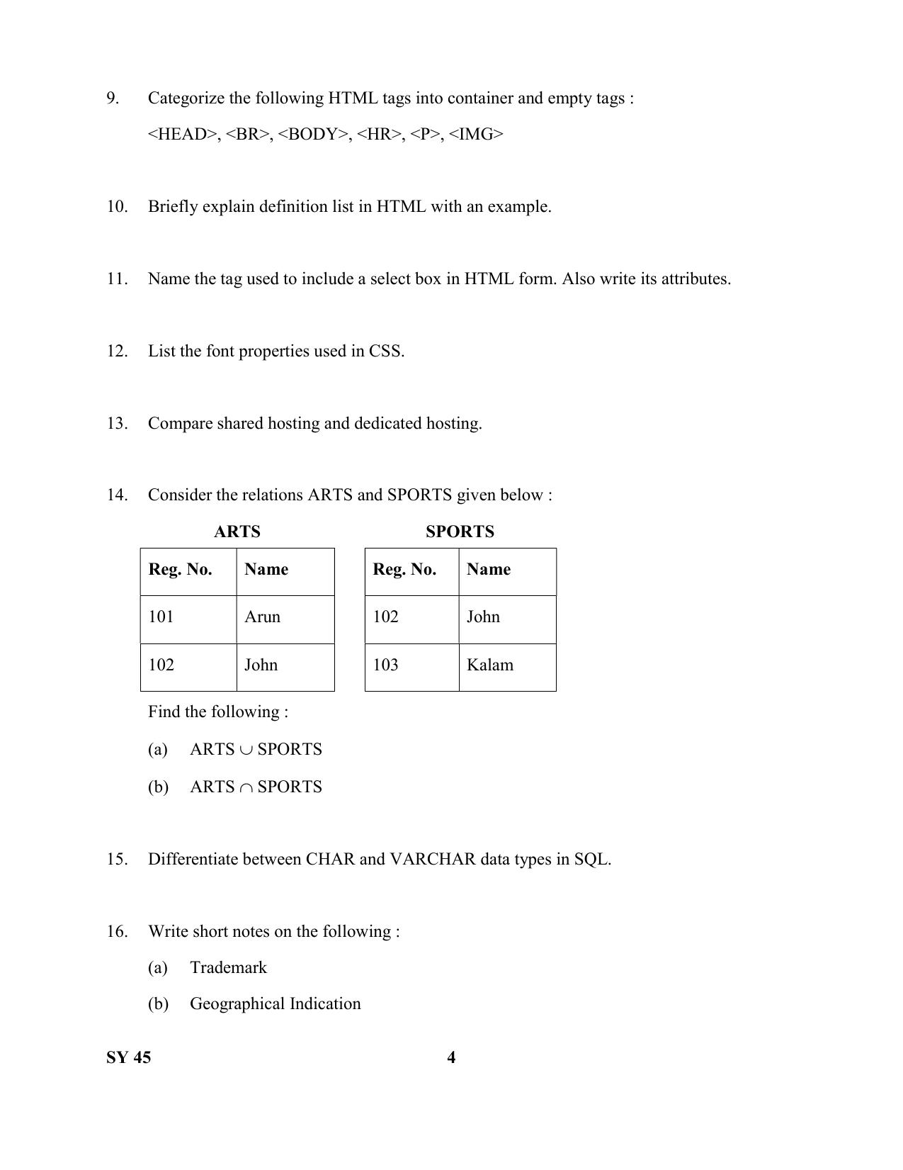  Kerala Plus Two 2019 Computer Applications (Humanities) Question Paper - Page 4