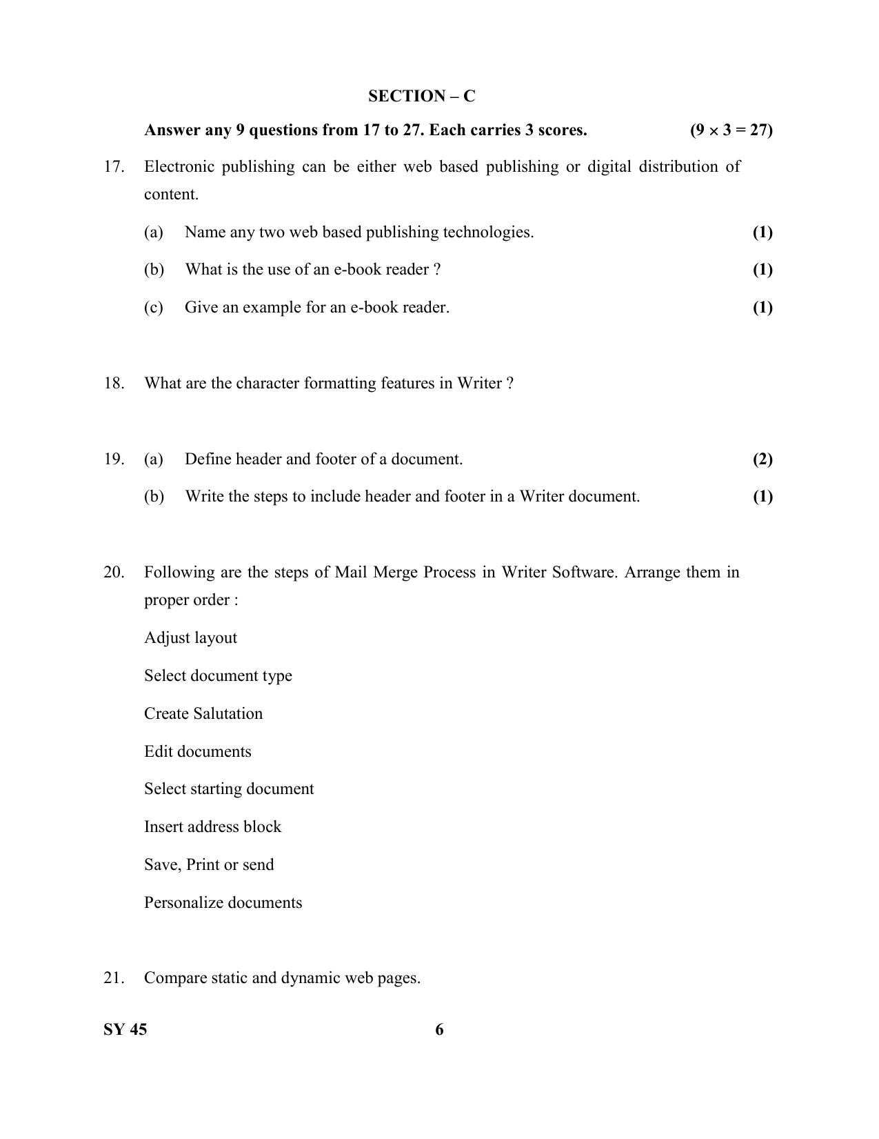  Kerala Plus Two 2019 Computer Applications (Humanities) Question Paper - Page 6