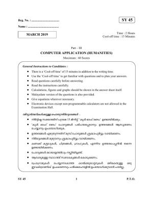  Kerala Plus Two 2019 Computer Applications (Humanities) Question Paper