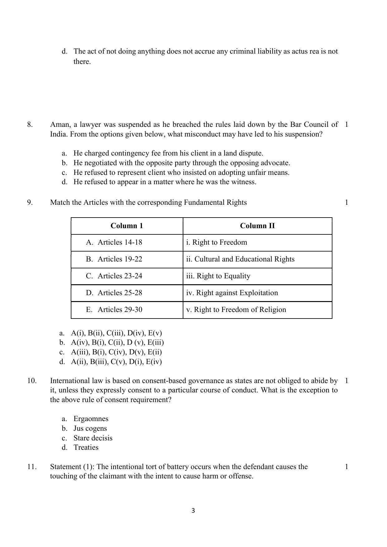 CBSE Class 12 Legal Studies Sample Paper 2023 - Page 3