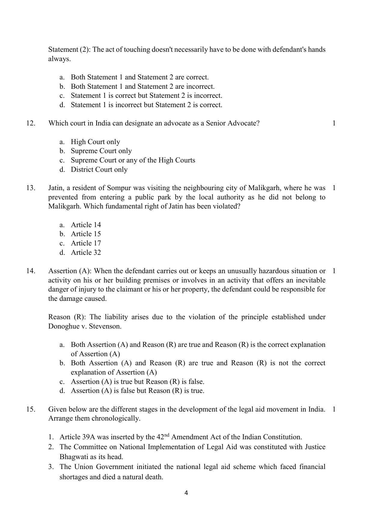 CBSE Class 12 Legal Studies Sample Paper 2023 - Page 4