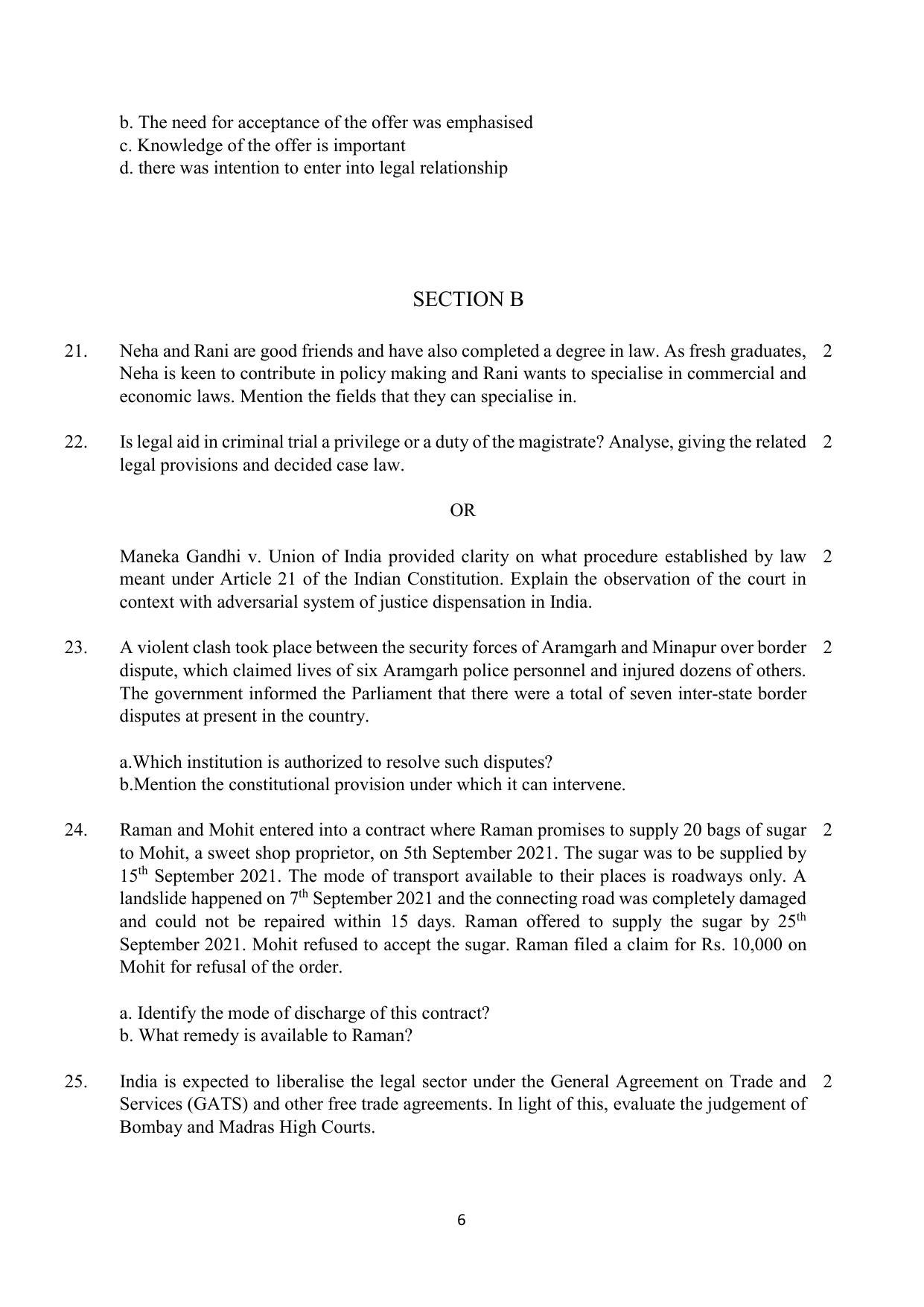 CBSE Class 12 Legal Studies Sample Paper 2023 - Page 6