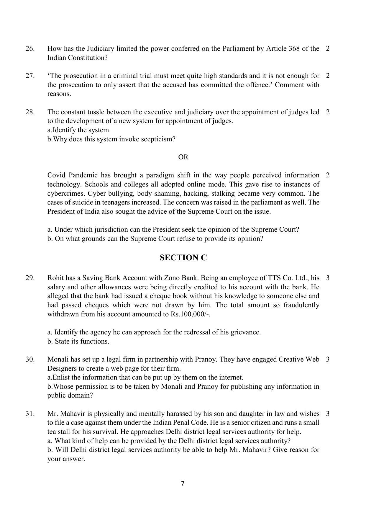 CBSE Class 12 Legal Studies Sample Paper 2023 - Page 7