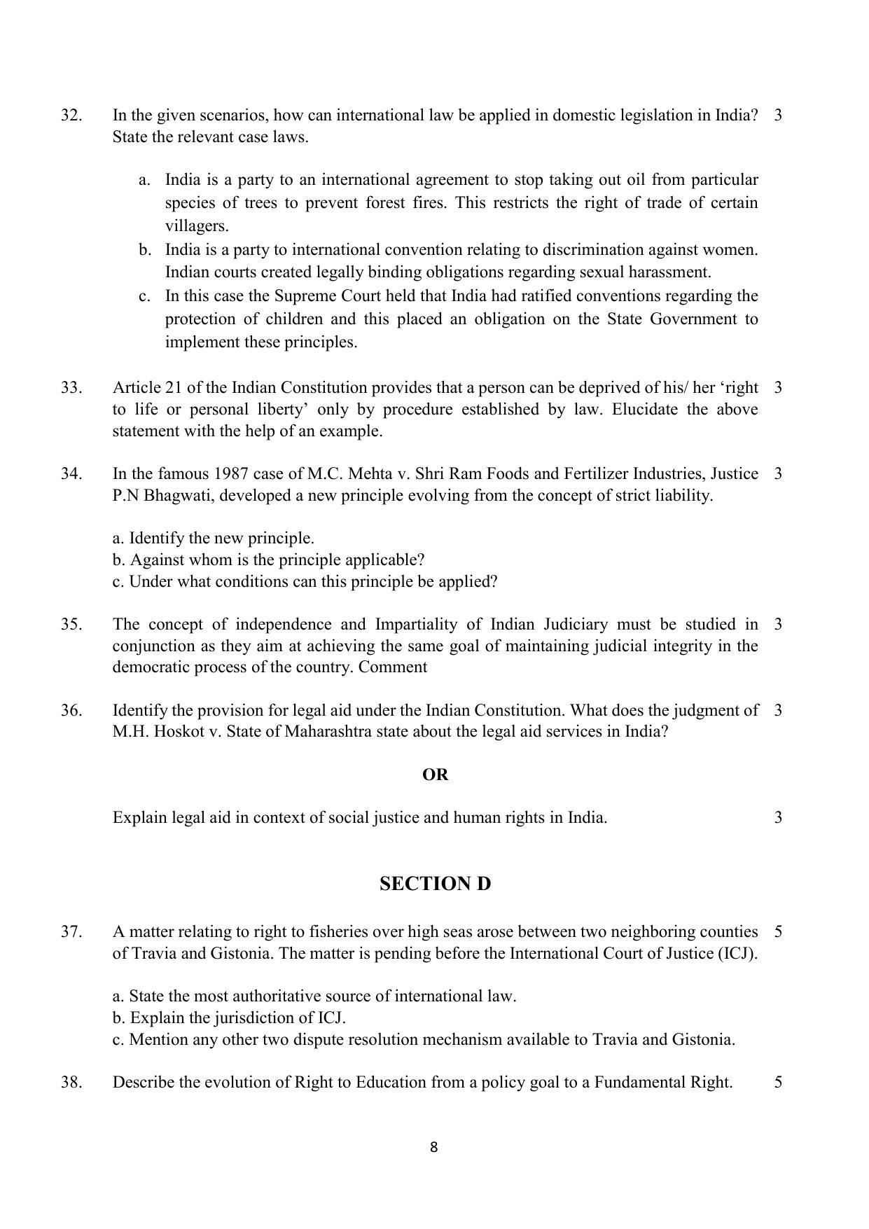 CBSE Class 12 Legal Studies Sample Paper 2023 - Page 8