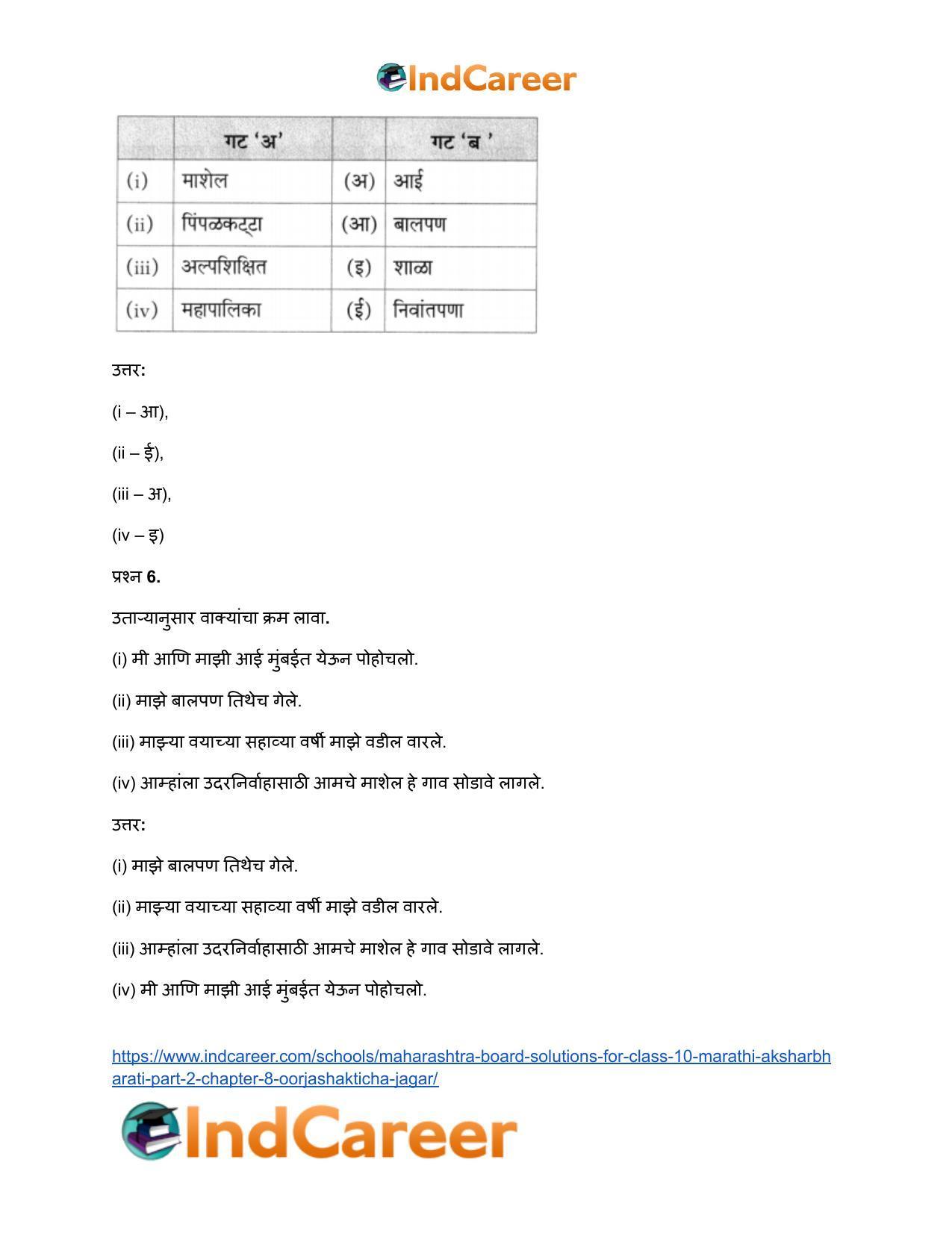 Maharashtra Board Solutions for Class 10- Marathi Aksharbharati (Part- 2): Chapter 8- ऊर्जाशक्तीचा जागर - Page 11