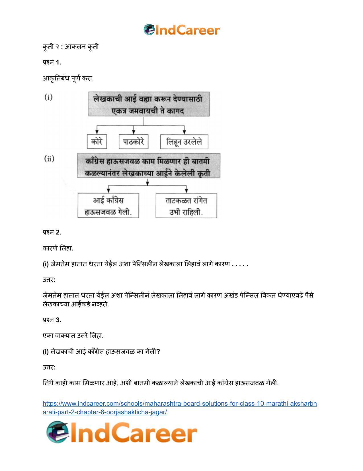 Maharashtra Board Solutions for Class 10- Marathi Aksharbharati (Part- 2): Chapter 8- ऊर्जाशक्तीचा जागर - Page 21