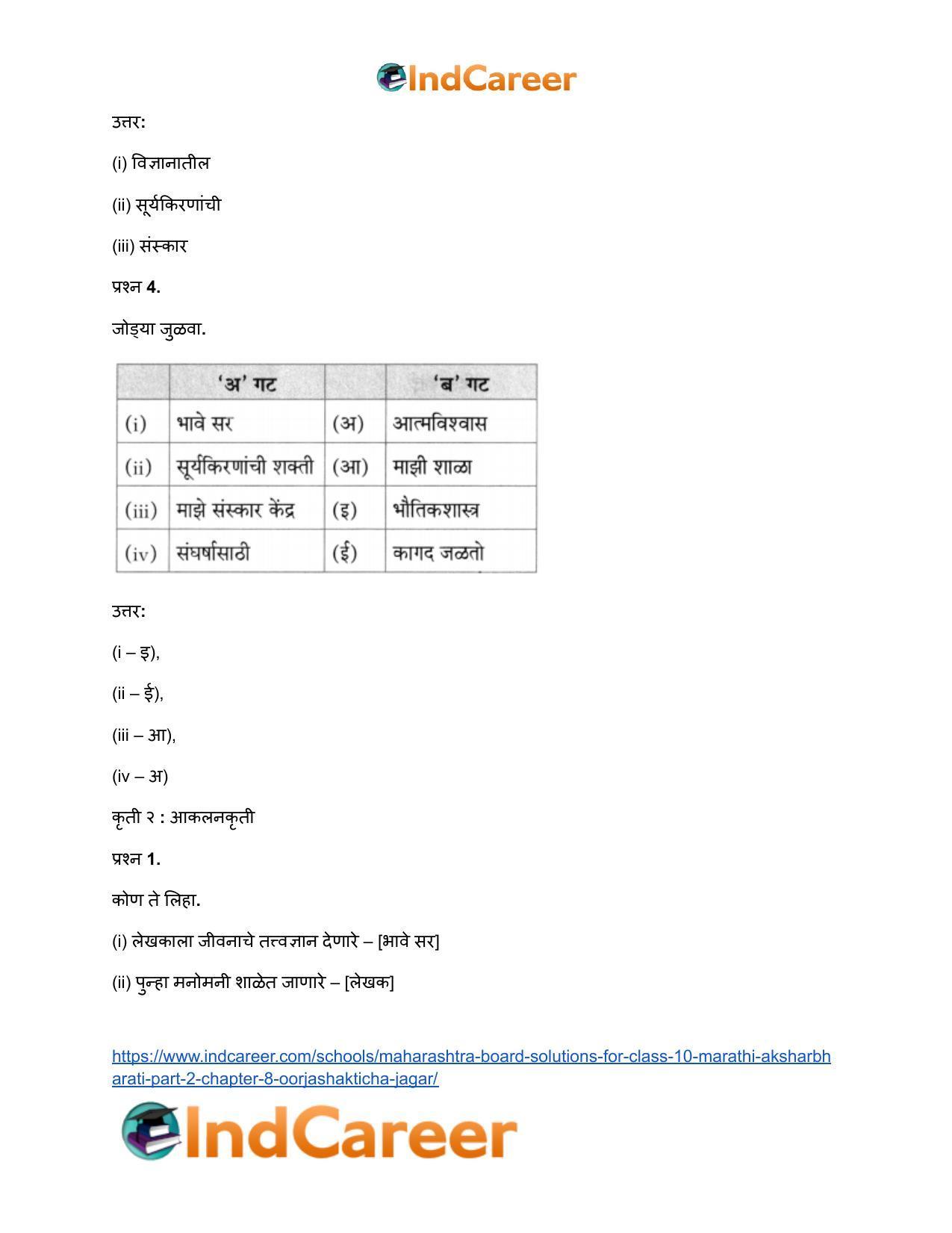 Maharashtra Board Solutions for Class 10- Marathi Aksharbharati (Part- 2): Chapter 8- ऊर्जाशक्तीचा जागर - Page 26