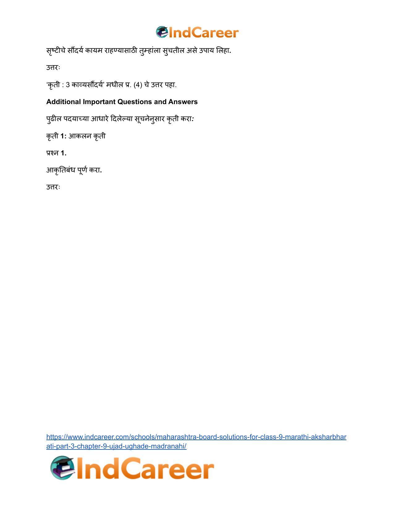 Maharashtra Board Solutions for Class 9- Marathi Aksharbharati (Part- 3): Chapter 9- उजाड उघडे माळरानही - Page 6