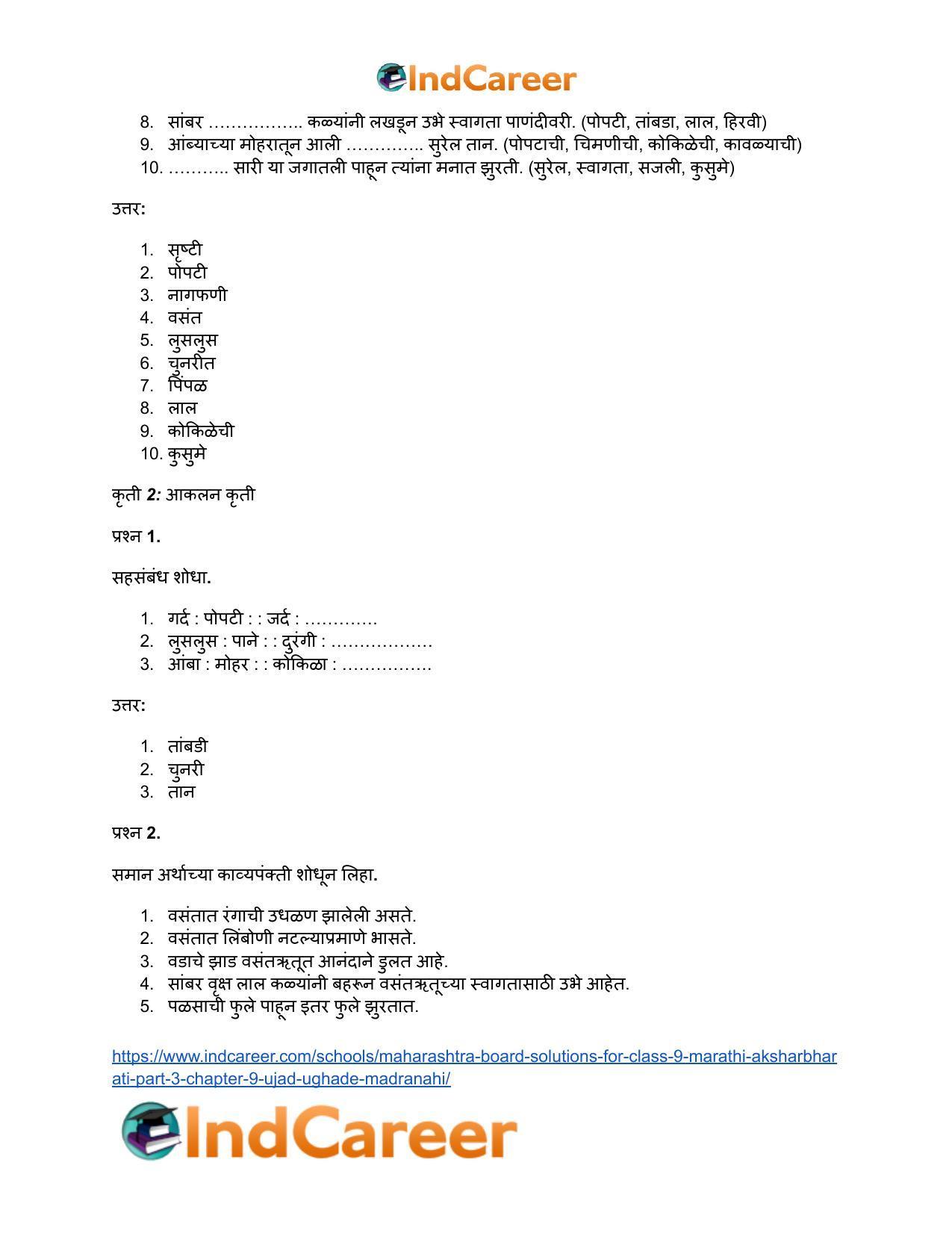 Maharashtra Board Solutions for Class 9- Marathi Aksharbharati (Part- 3): Chapter 9- उजाड उघडे माळरानही - Page 13
