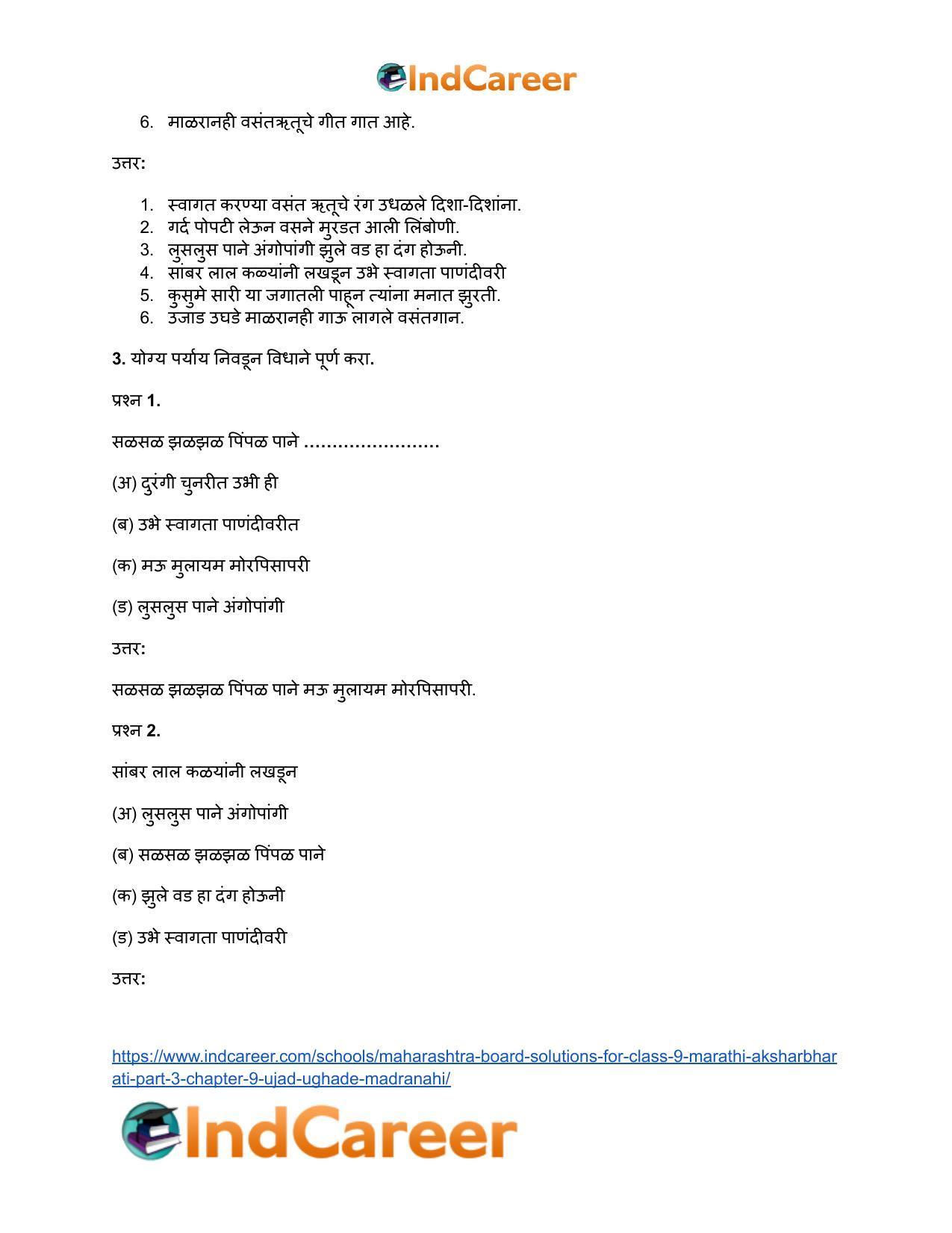 Maharashtra Board Solutions for Class 9- Marathi Aksharbharati (Part- 3): Chapter 9- उजाड उघडे माळरानही - Page 14