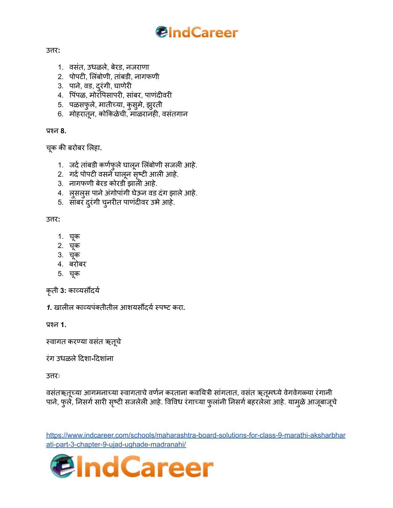 Maharashtra Board Solutions for Class 9- Marathi Aksharbharati (Part- 3): Chapter 9- उजाड उघडे माळरानही - Page 19