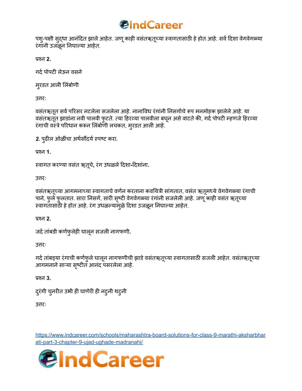 Maharashtra Board Solutions for Class 9- Marathi Aksharbharati (Part- 3): Chapter 9- उजाड उघडे माळरानही - Page 20