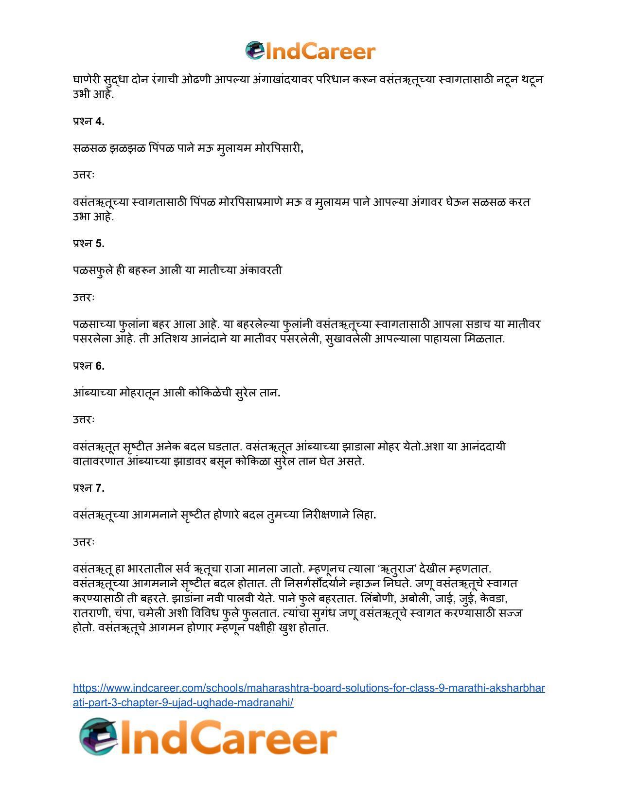 Maharashtra Board Solutions for Class 9- Marathi Aksharbharati (Part- 3): Chapter 9- उजाड उघडे माळरानही - Page 21