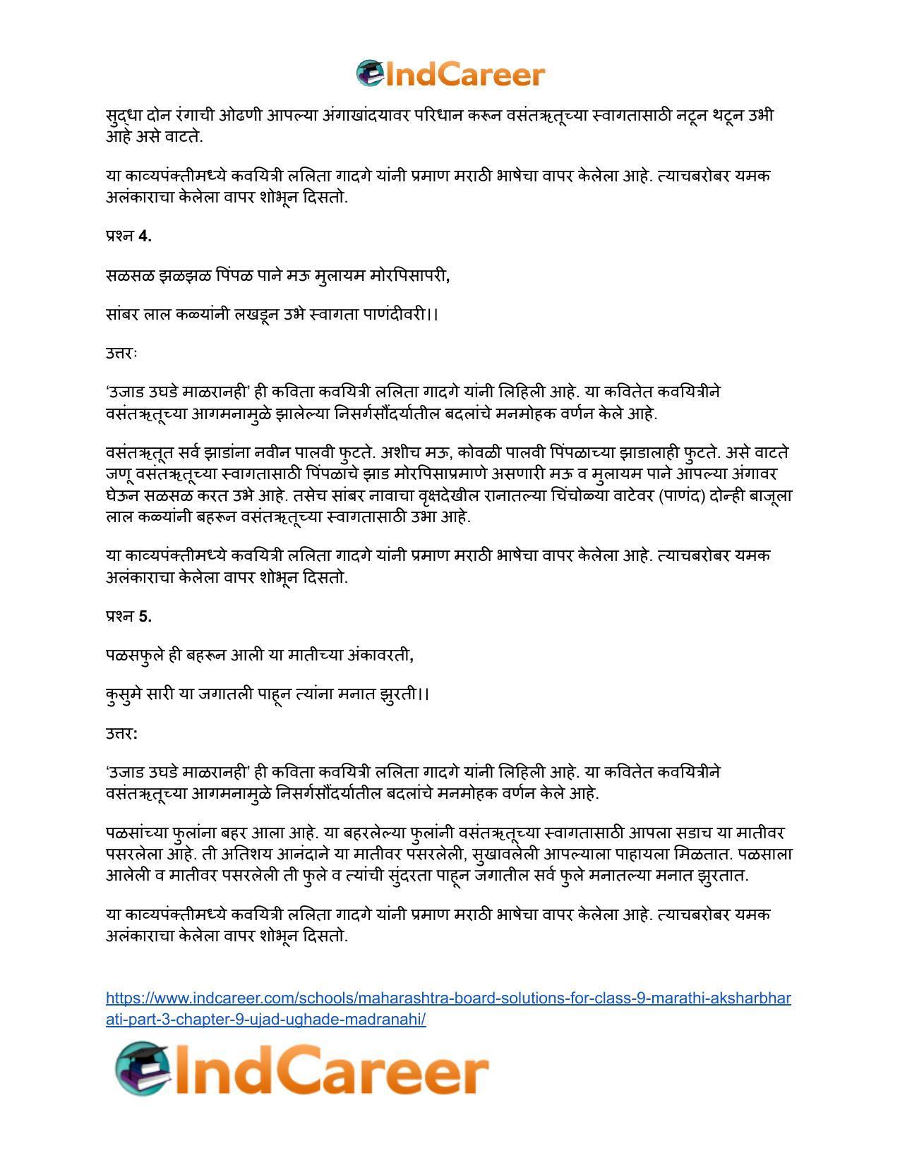 Maharashtra Board Solutions for Class 9- Marathi Aksharbharati (Part- 3): Chapter 9- उजाड उघडे माळरानही - Page 26