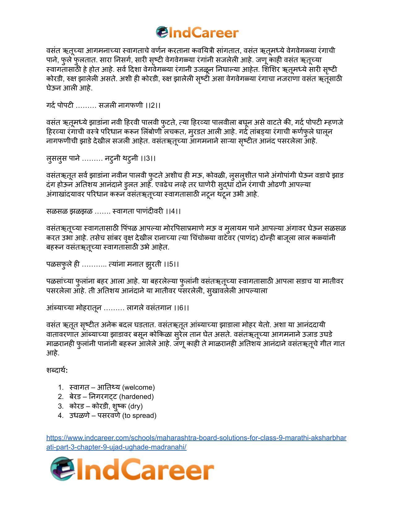 Maharashtra Board Solutions for Class 9- Marathi Aksharbharati (Part- 3): Chapter 9- उजाड उघडे माळरानही - Page 28