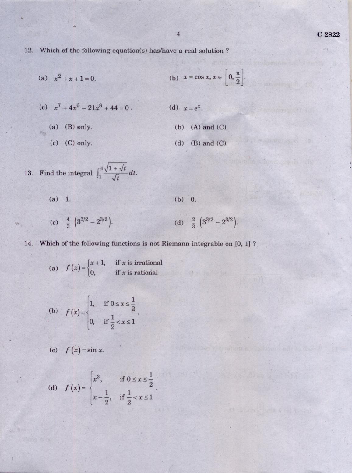CUCAT 2021 M.Sc Mathematics Question Paper - Page 4