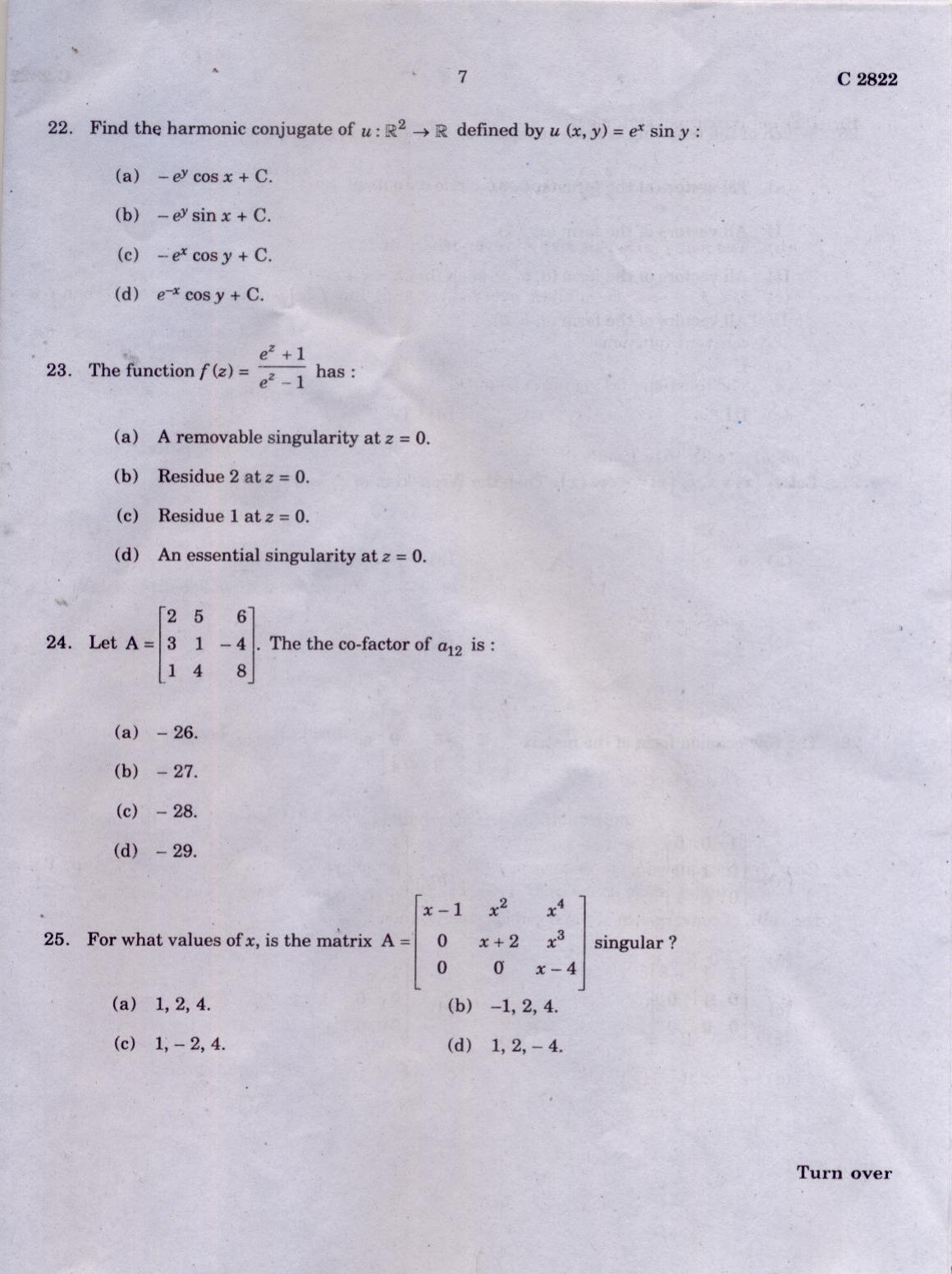 CUCAT 2021 M.Sc Mathematics Question Paper - Page 7