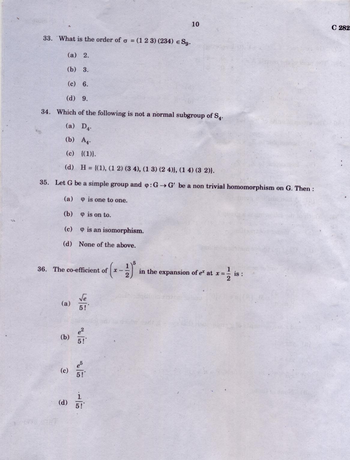 CUCAT 2021 M.Sc Mathematics Question Paper - Page 10