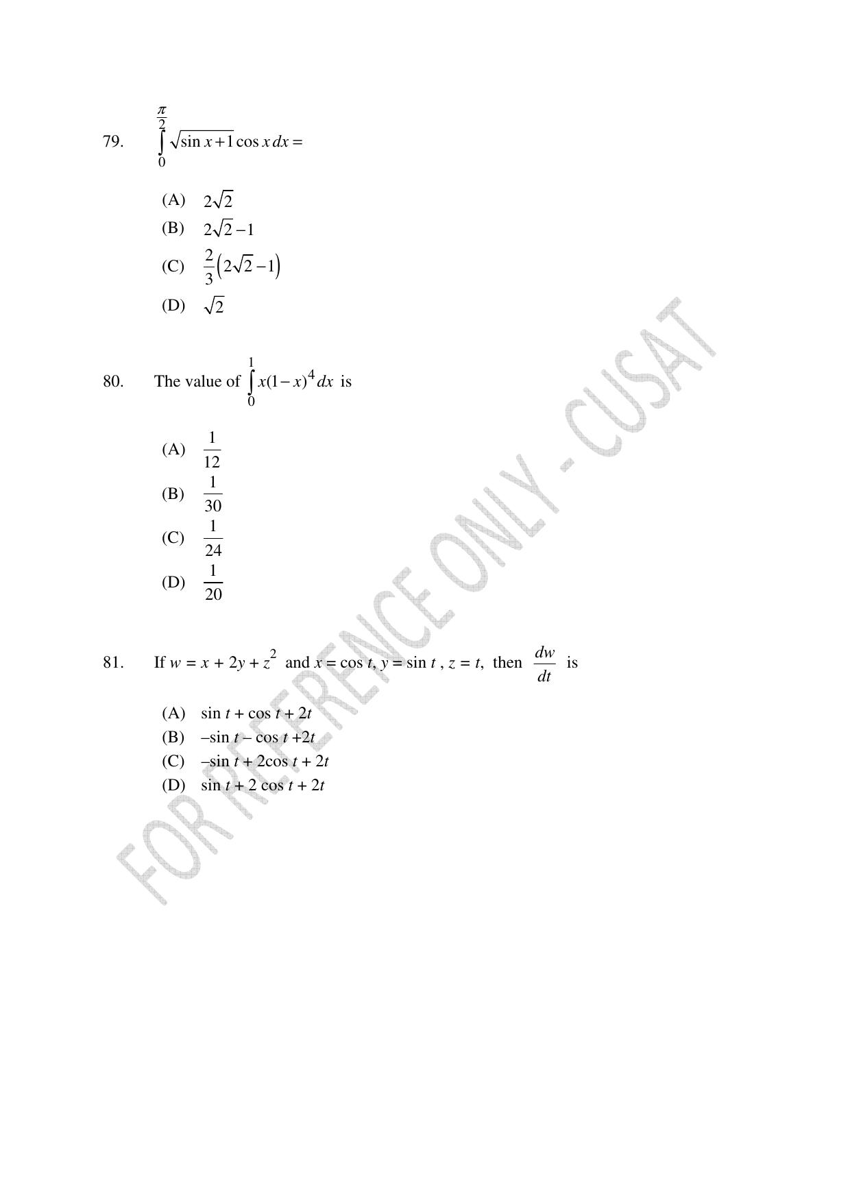 CUSAT CAT 2023 Statistics Question Paper - Page 21