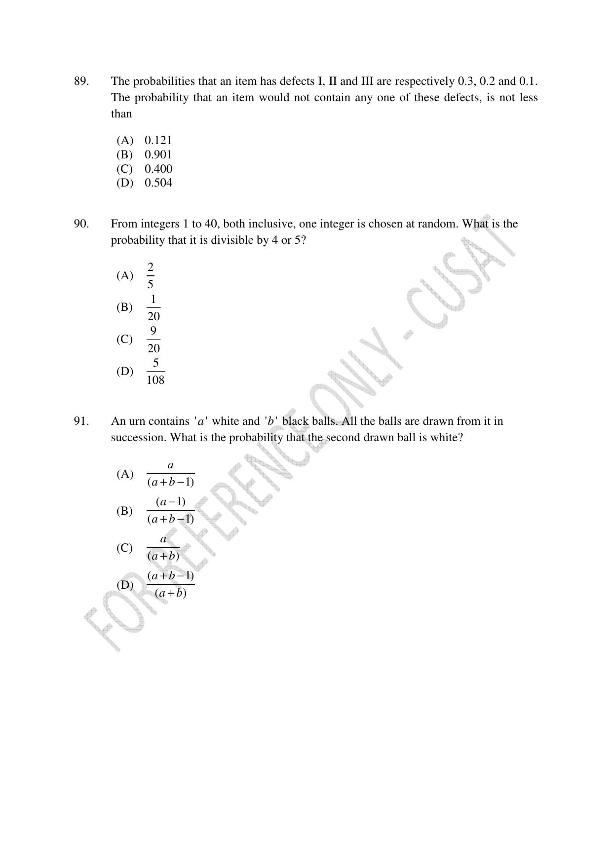 CUSAT CAT 2023 Statistics Question Paper - Page 24