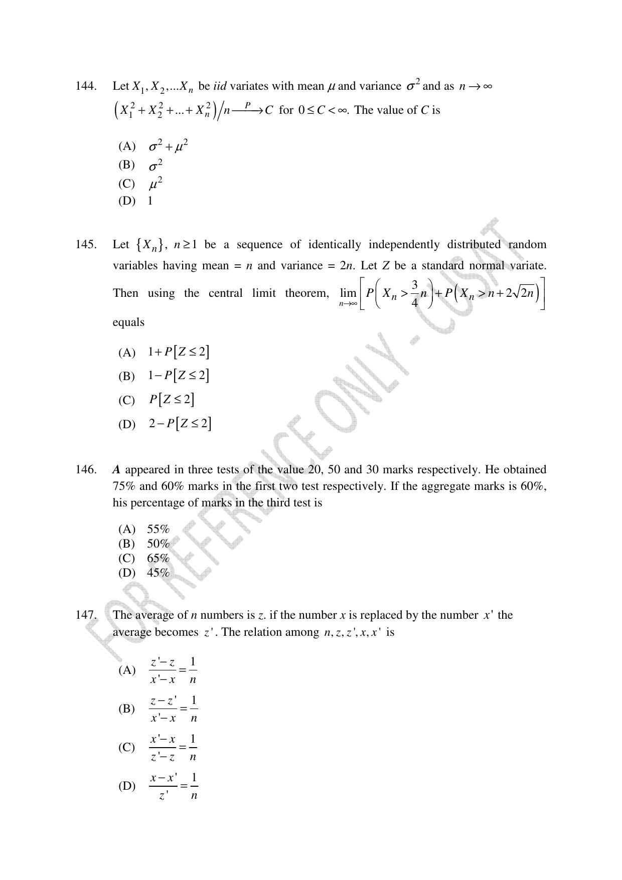 CUSAT CAT 2023 Statistics Question Paper - Page 41